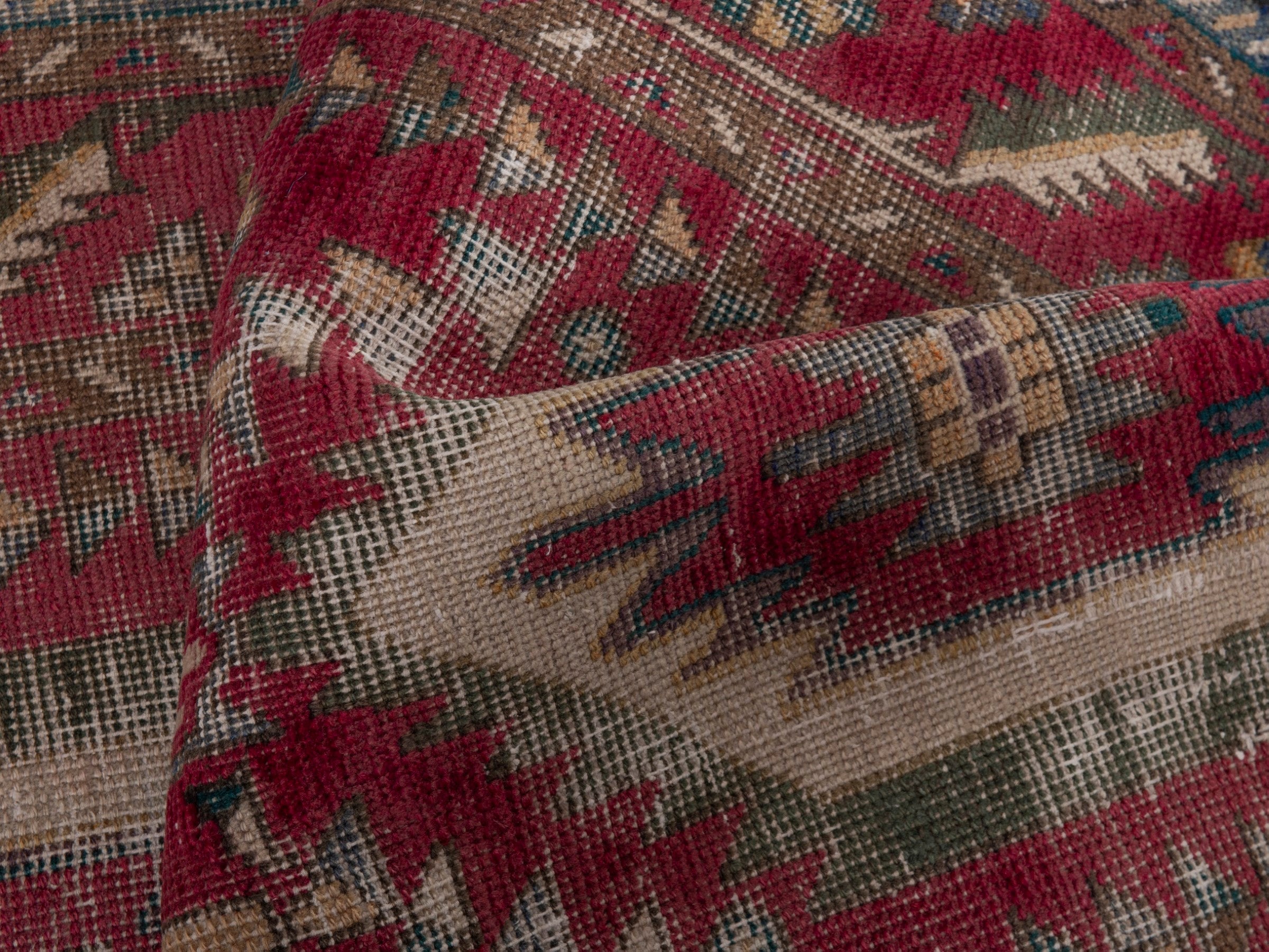Persian Tabriz runner rug in burgundy and ivory, view 18 of 19