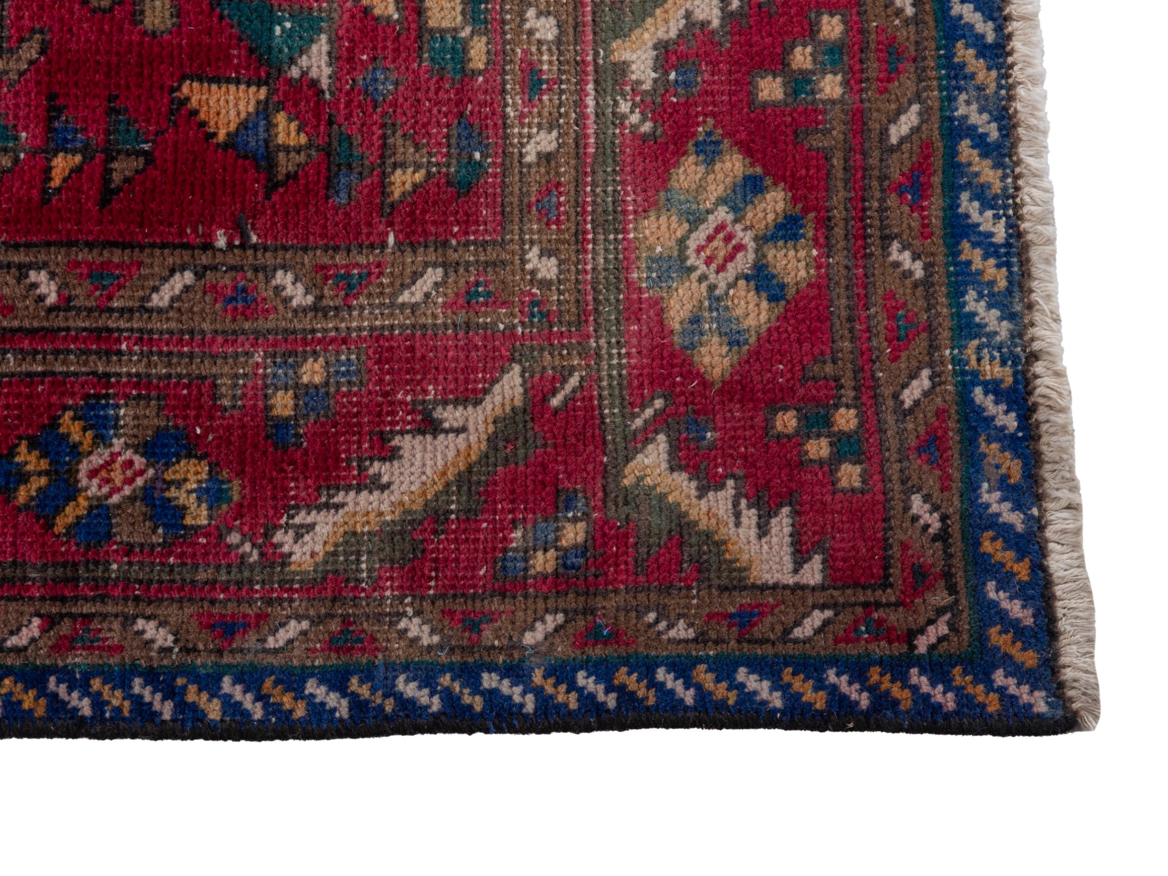 Persian Tabriz runner rug in burgundy and ivory, view 5 of 19