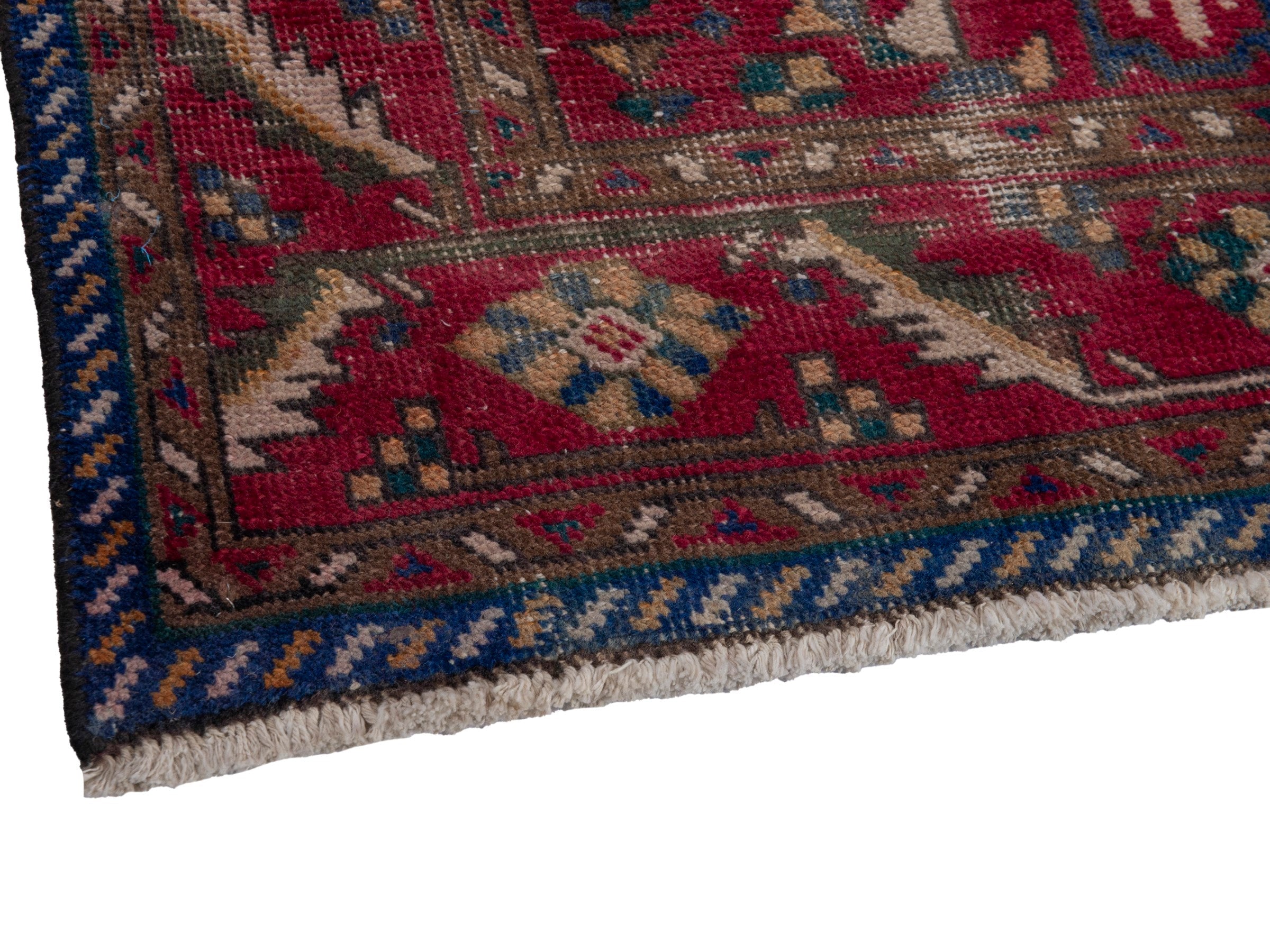 Persian Tabriz runner rug in burgundy and ivory, view 6 of 19