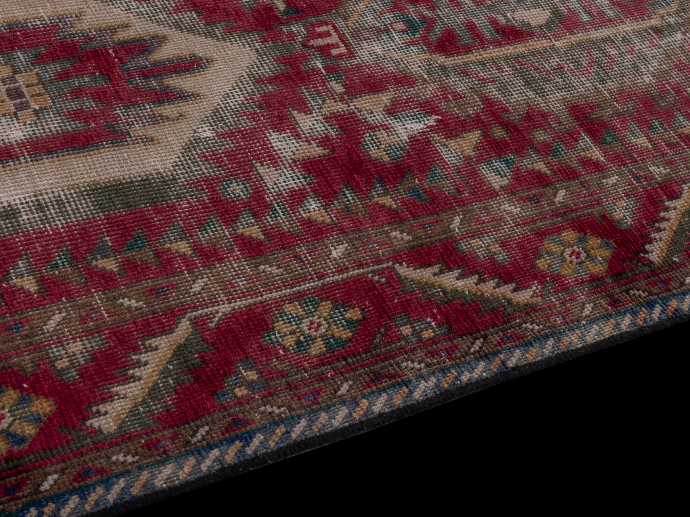 Persian Tabriz runner rug in burgundy and ivory, view 8 of 19