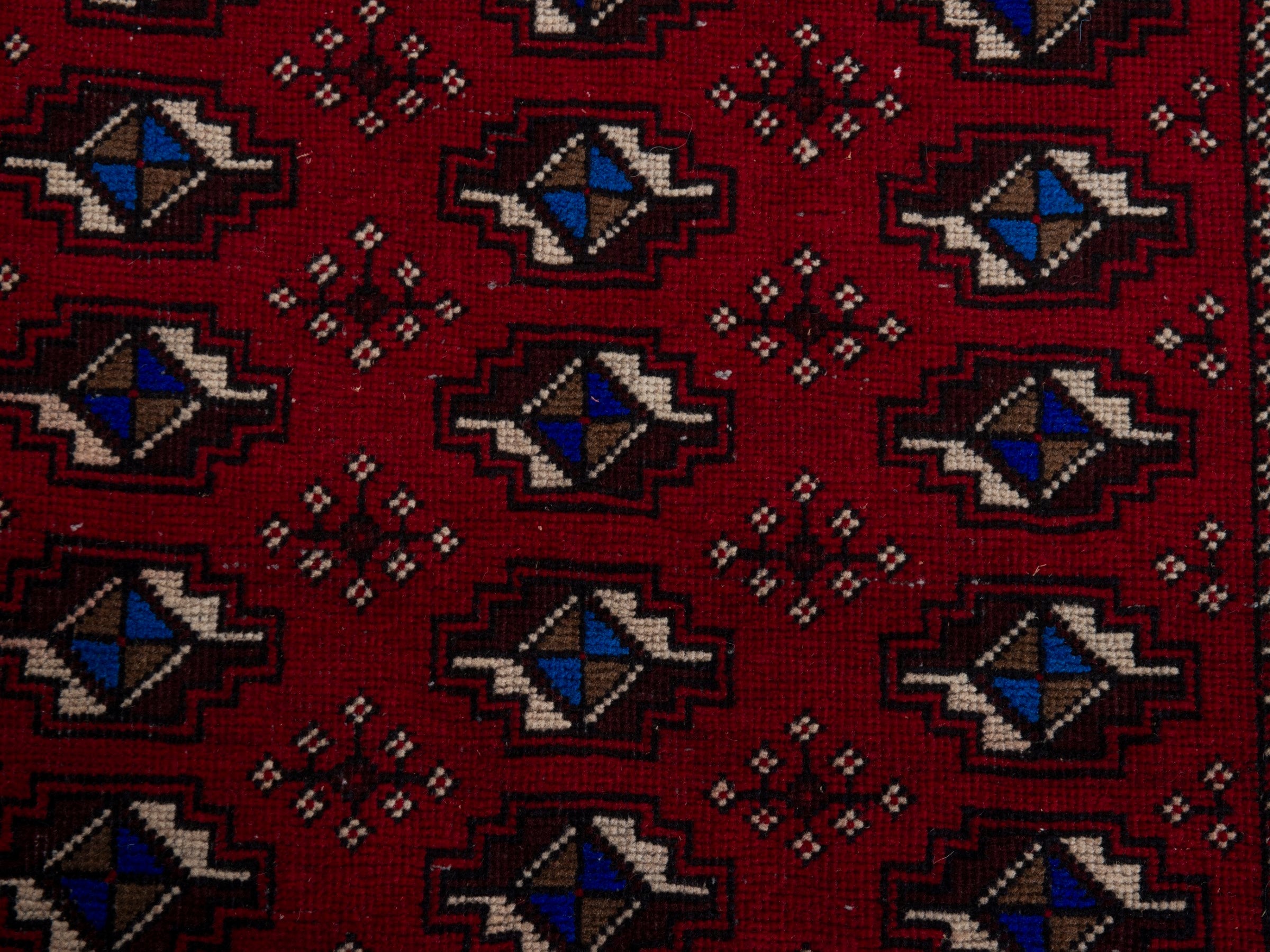 Persian Baluch runner rug in deep red and navy, view 11 of 17