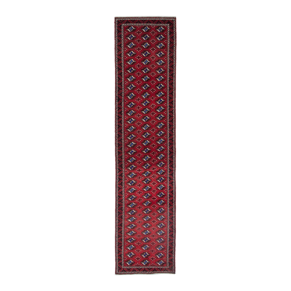 Persian Baluch runner rug in deep red and navy, 2'6" x 9'10"