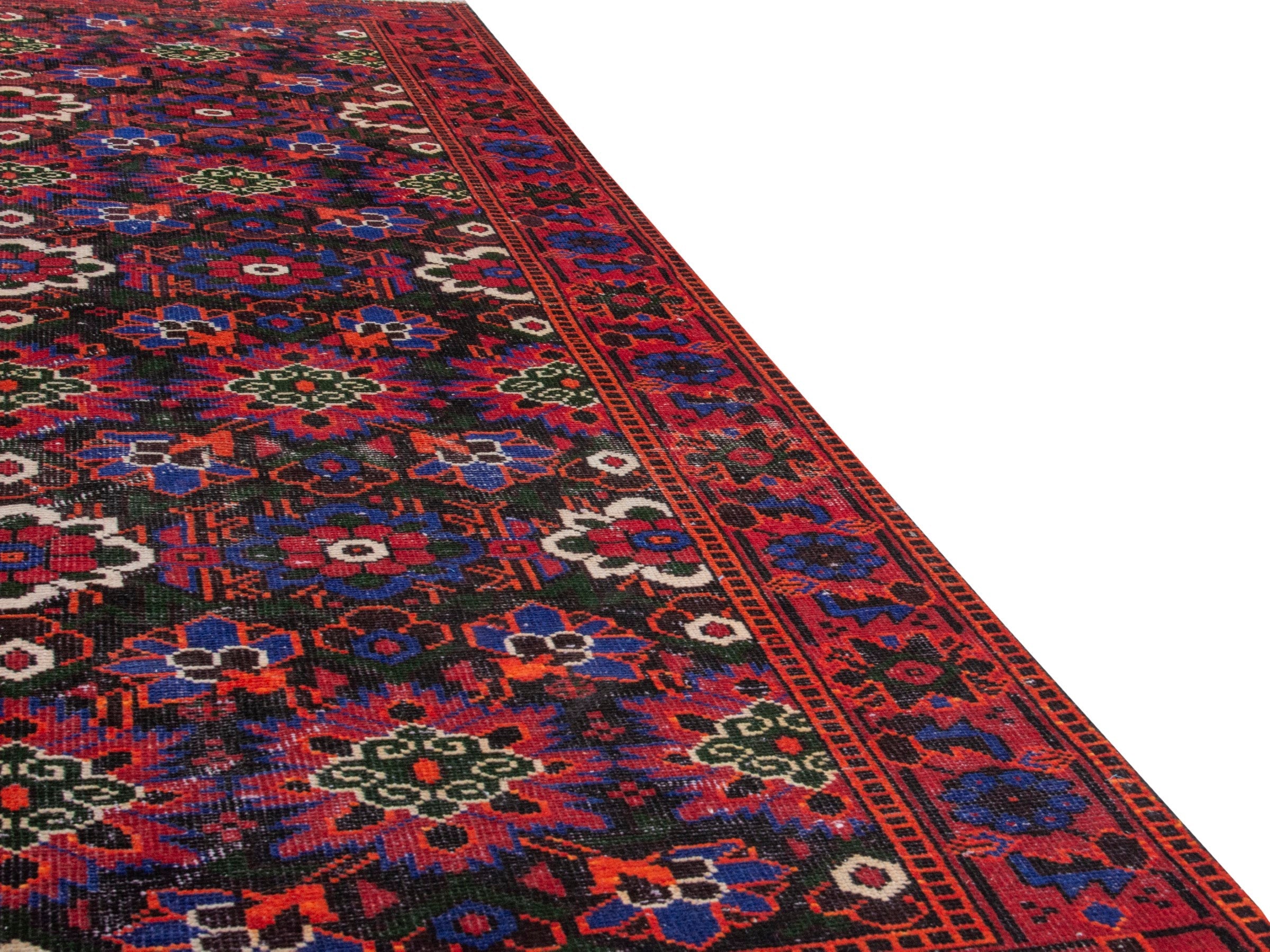 Persian Ferdos runner rug in burgundy and deep red, view 10 of 18