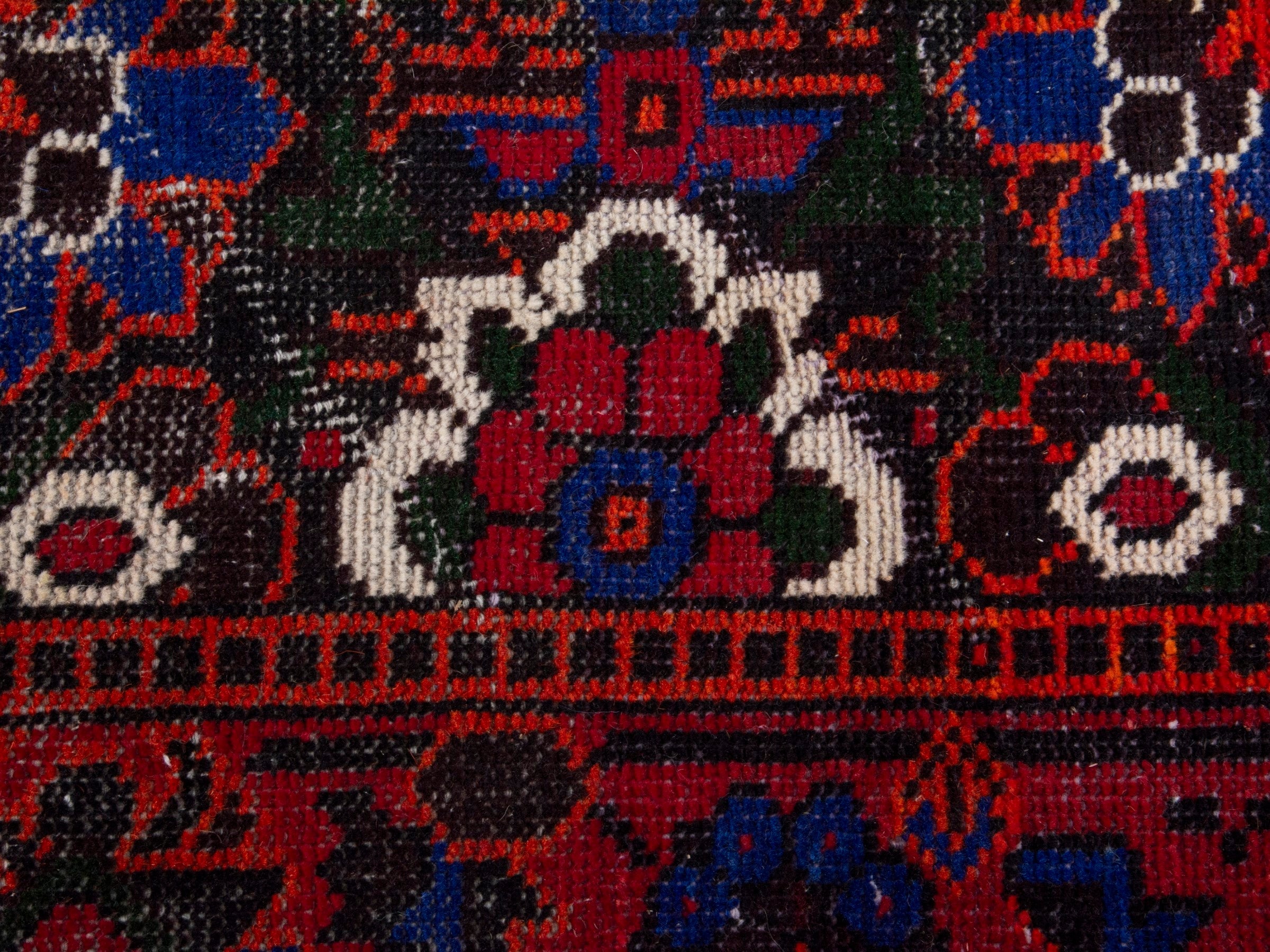 Persian Ferdos runner rug in burgundy and deep red, view 13 of 18