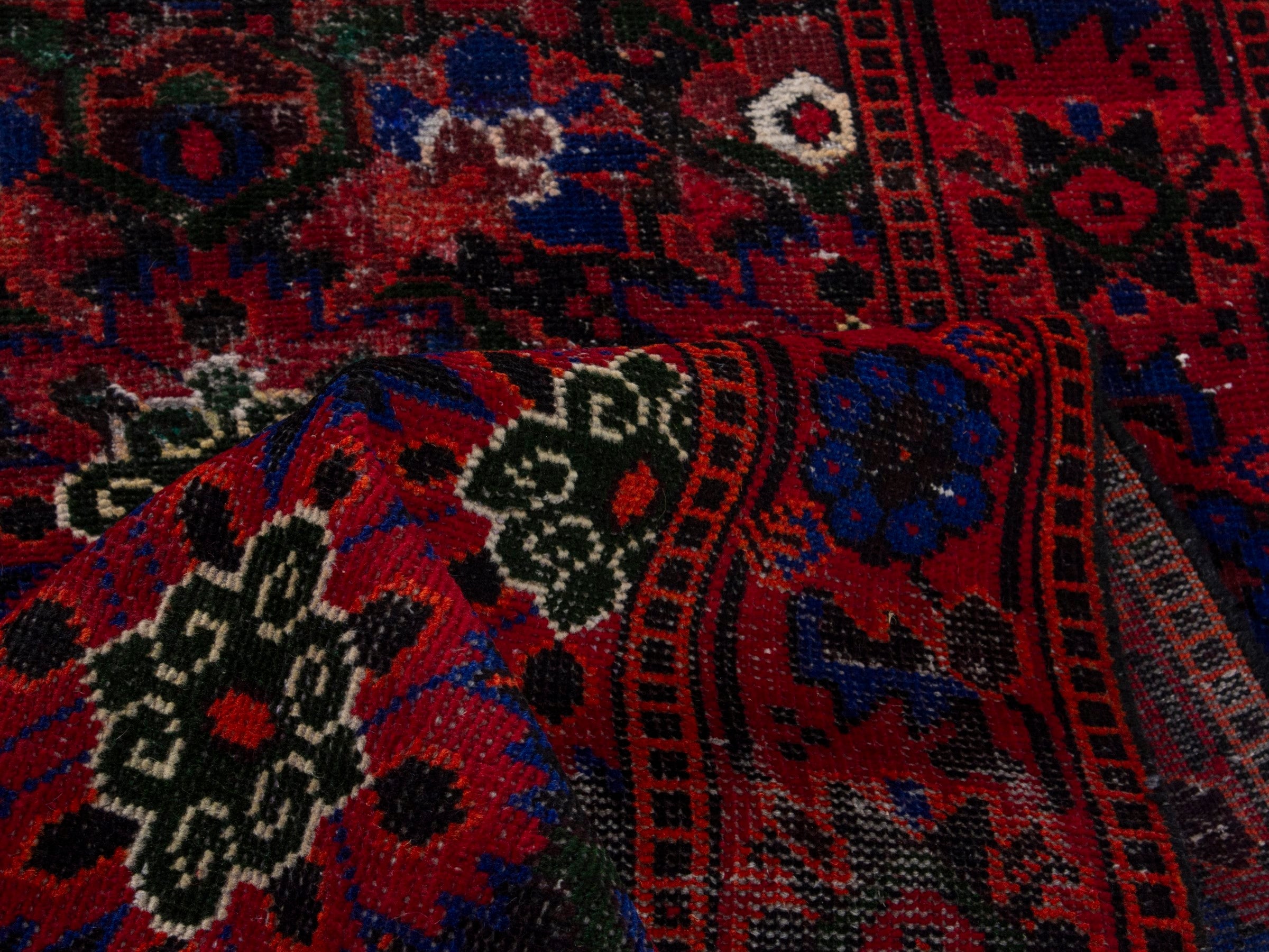 Persian Ferdos runner rug in burgundy and deep red, view 14 of 18