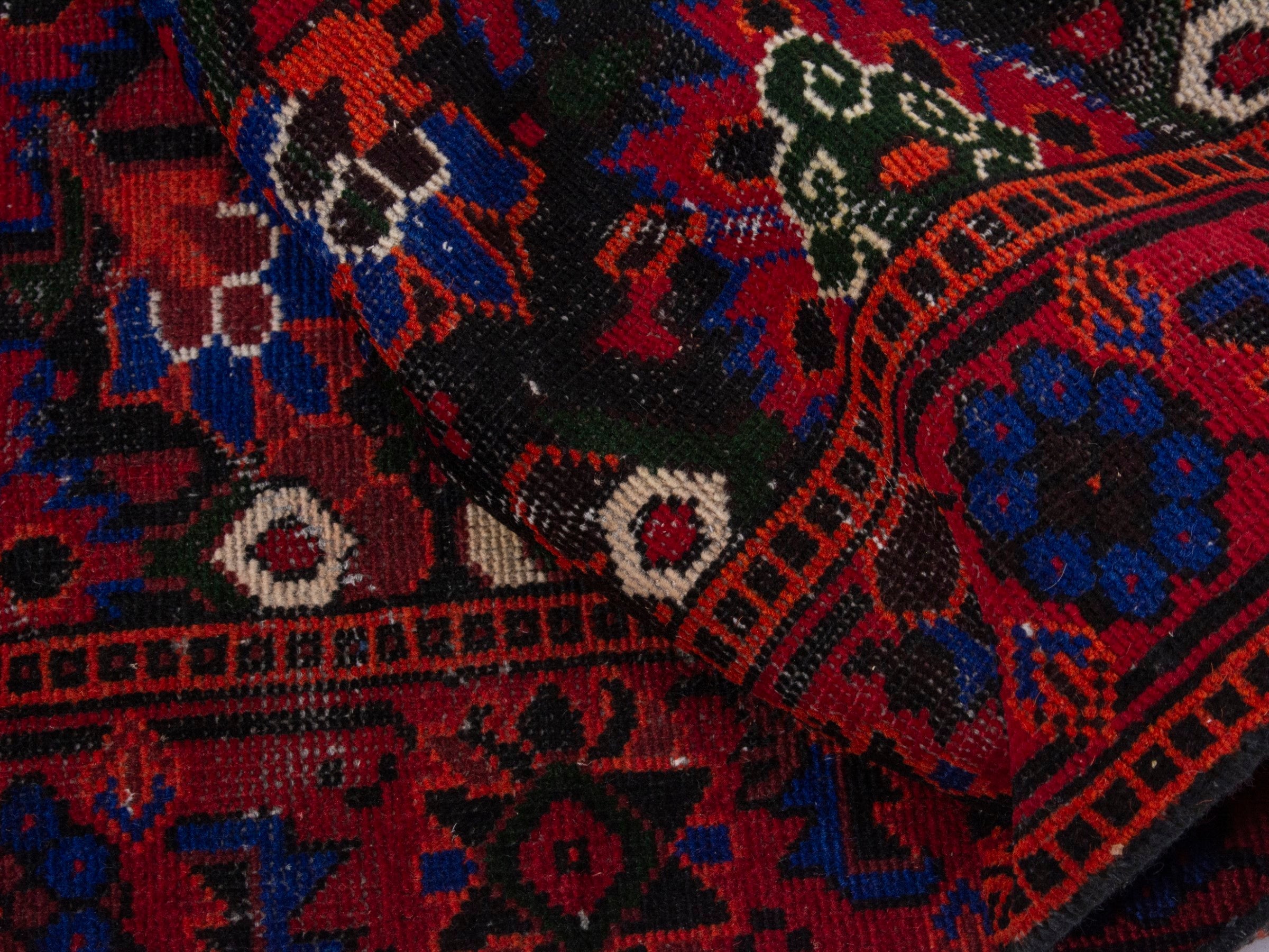 Persian Ferdos runner rug in burgundy and deep red, view 15 of 18