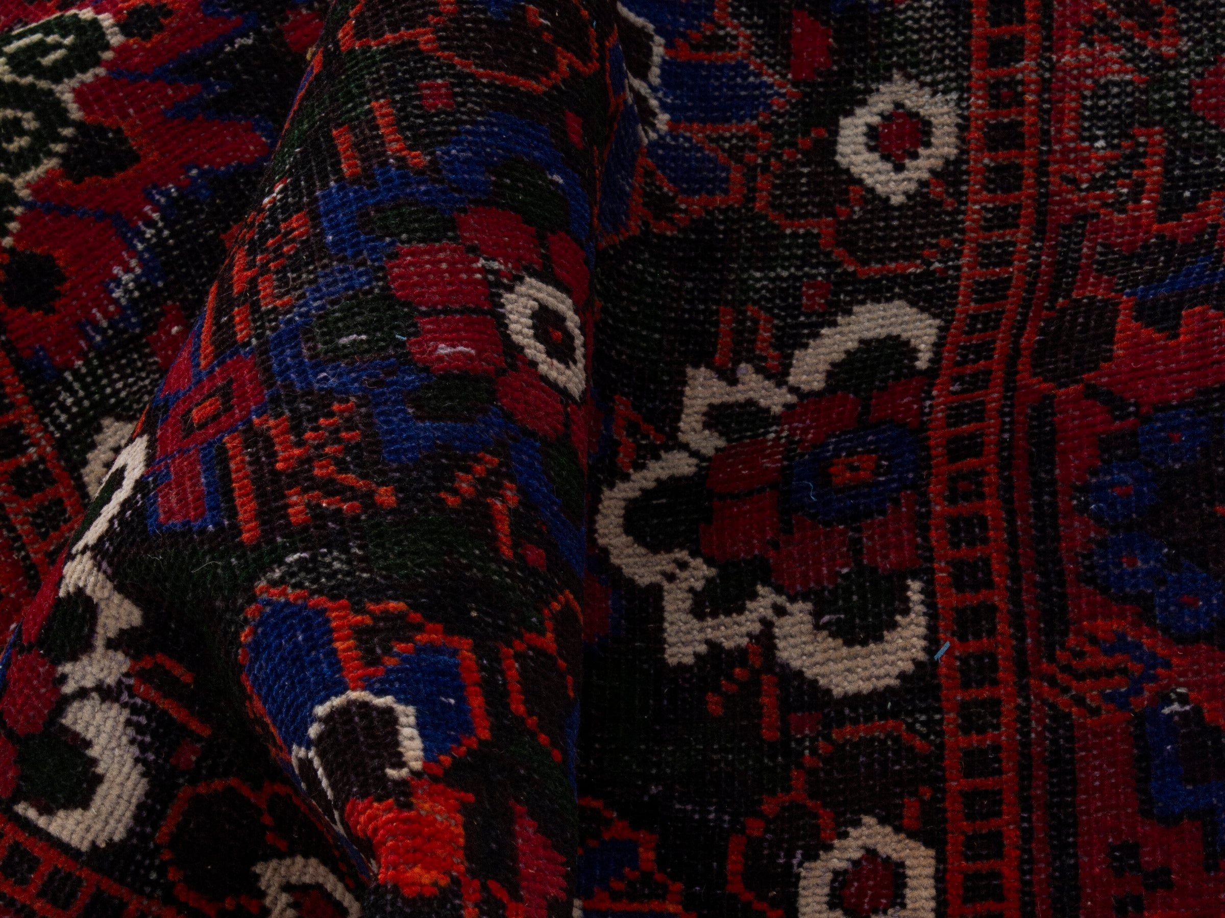 Persian Ferdos runner rug in burgundy and deep red, view 16 of 18