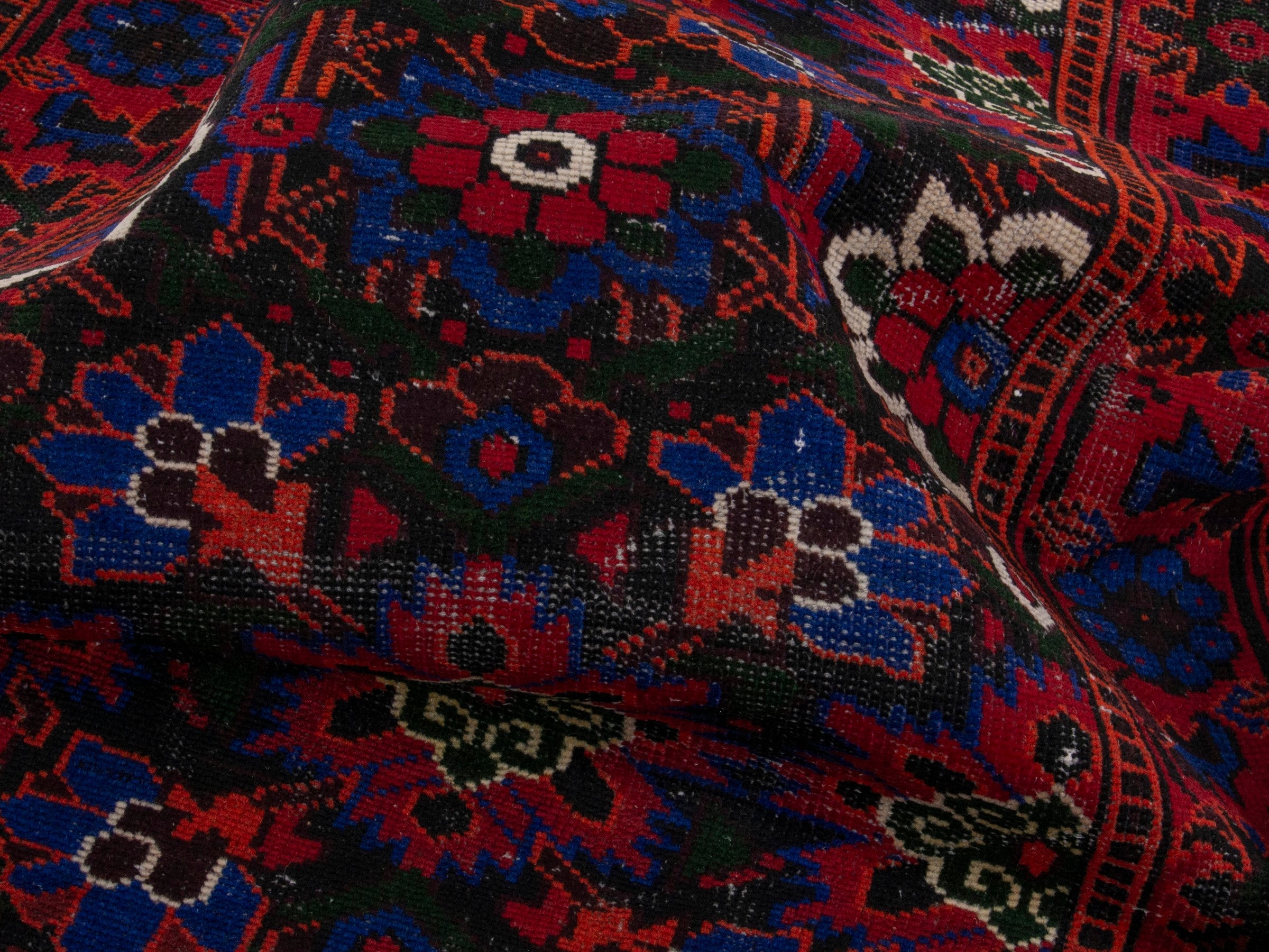 Persian Ferdos runner rug in burgundy and deep red, view 17 of 18