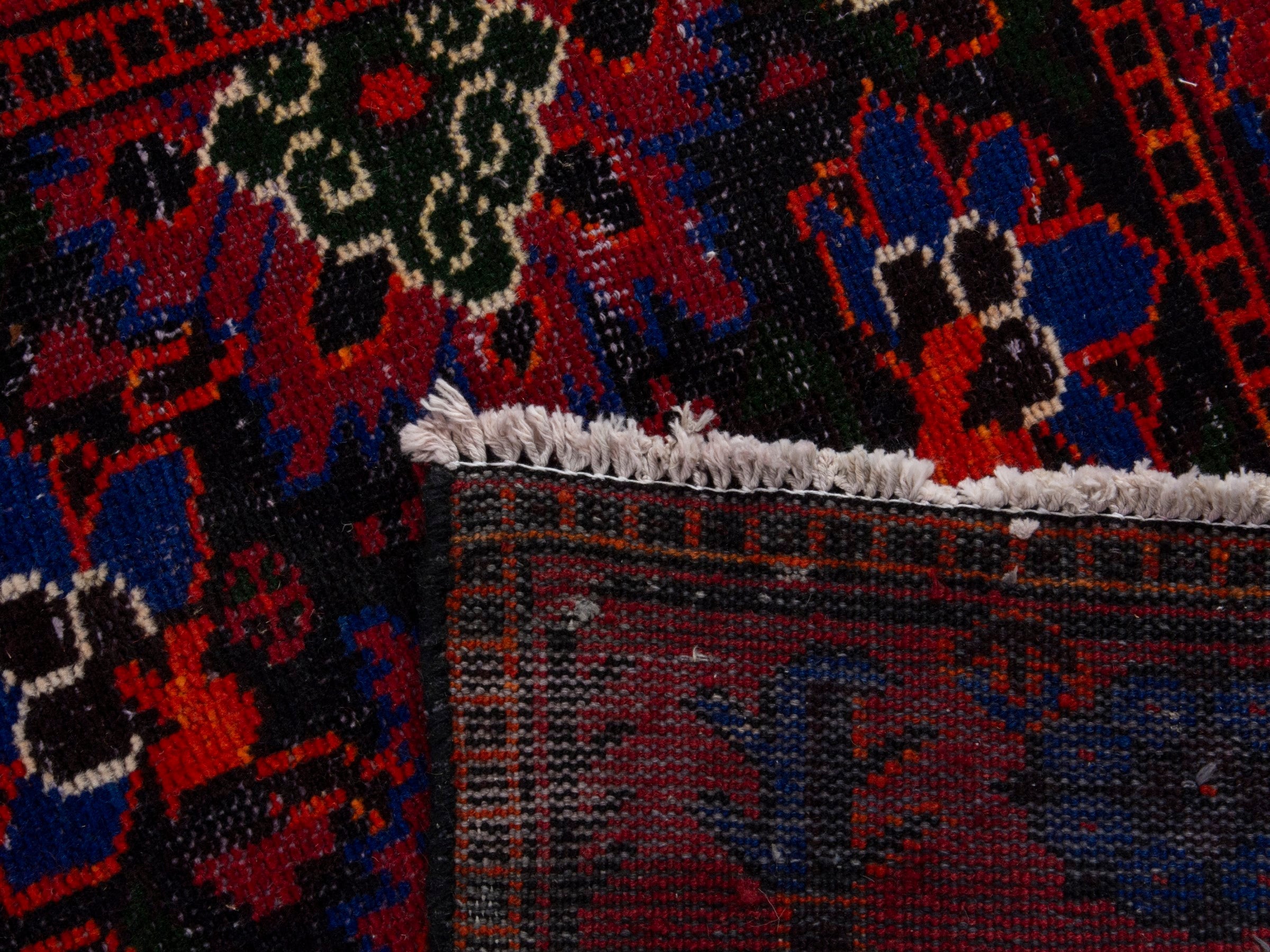Persian Ferdos runner rug in burgundy and deep red, view 18 of 18