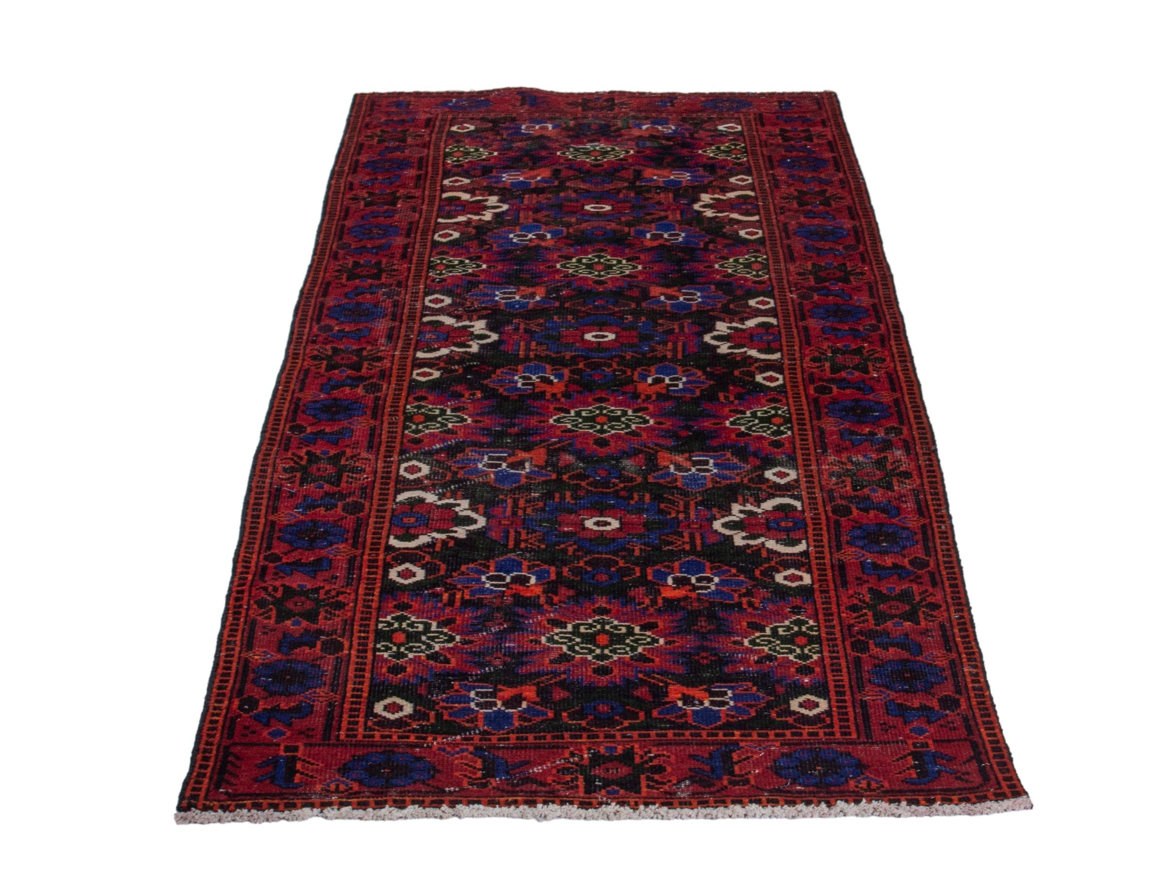Persian Ferdos runner rug in burgundy and deep red, view 2 of 18