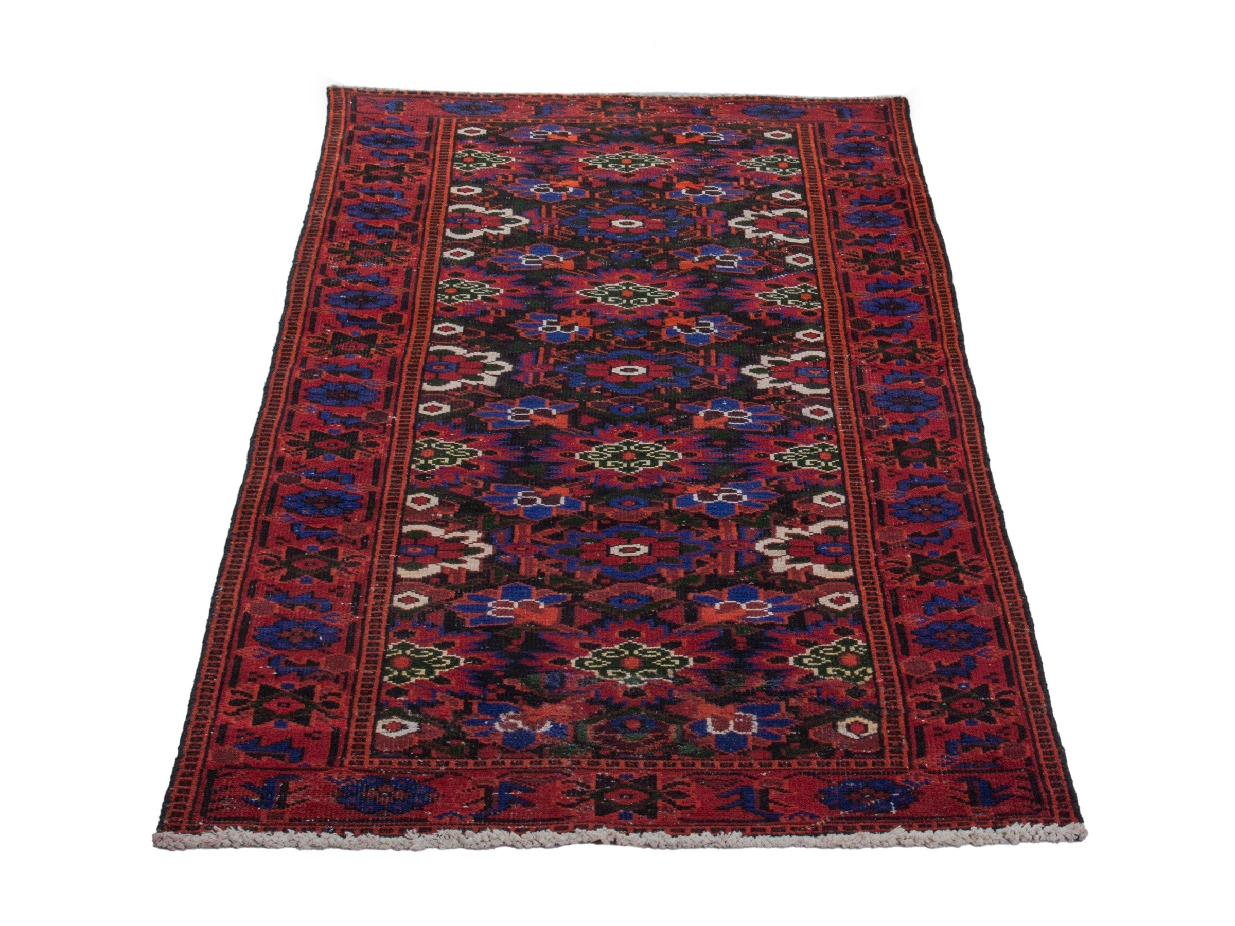 Persian Ferdos runner rug in burgundy and deep red, view 3 of 18