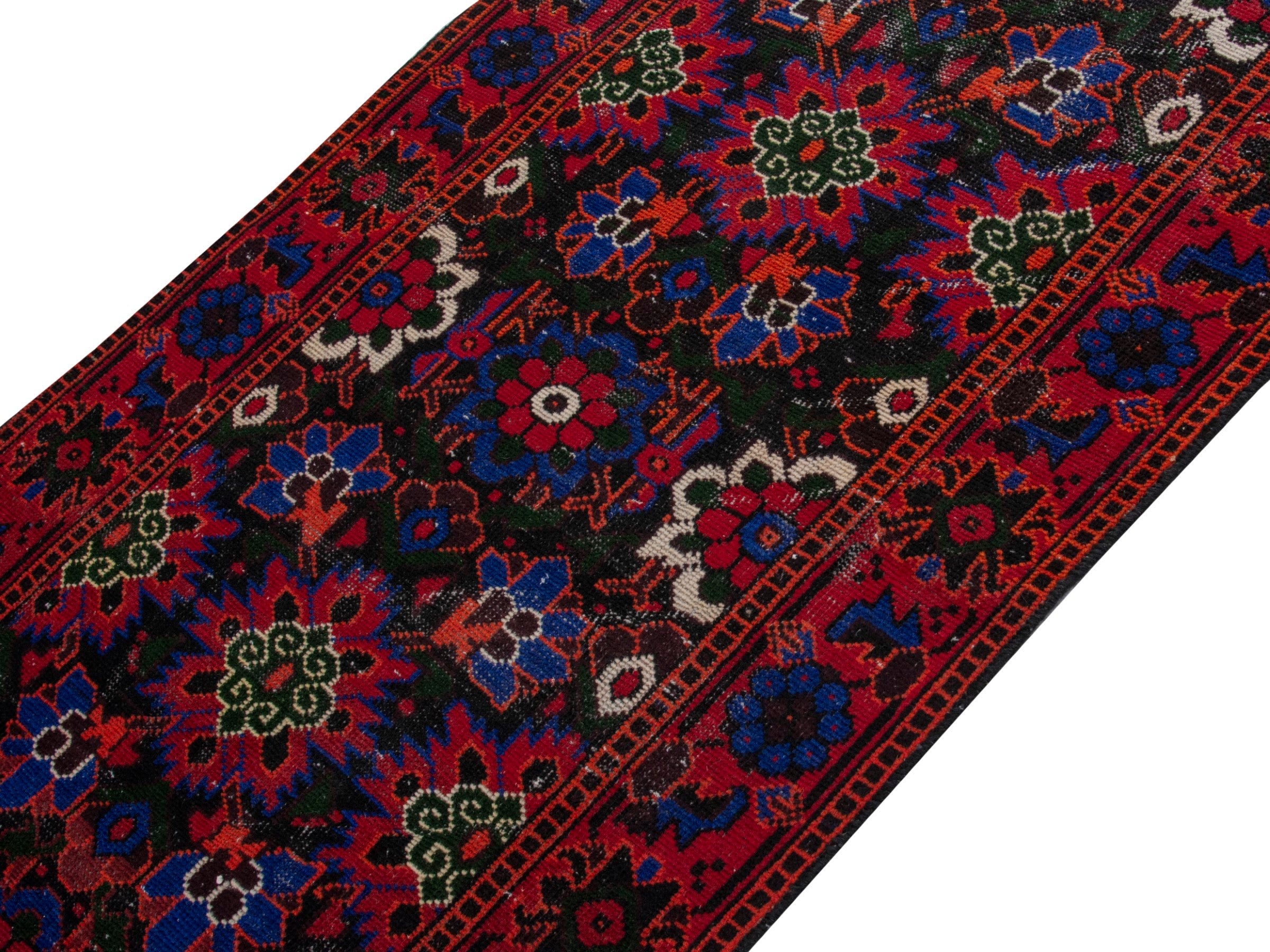 Persian Ferdos runner rug in burgundy and deep red, view 4 of 18