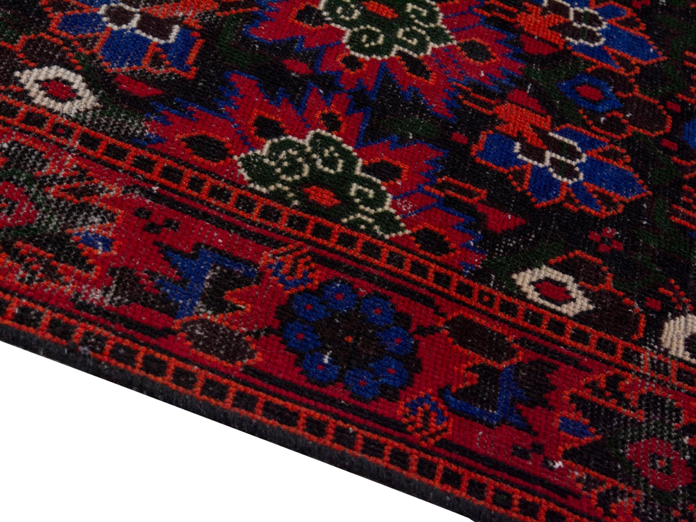 Persian Ferdos runner rug in burgundy and deep red, view 8 of 18
