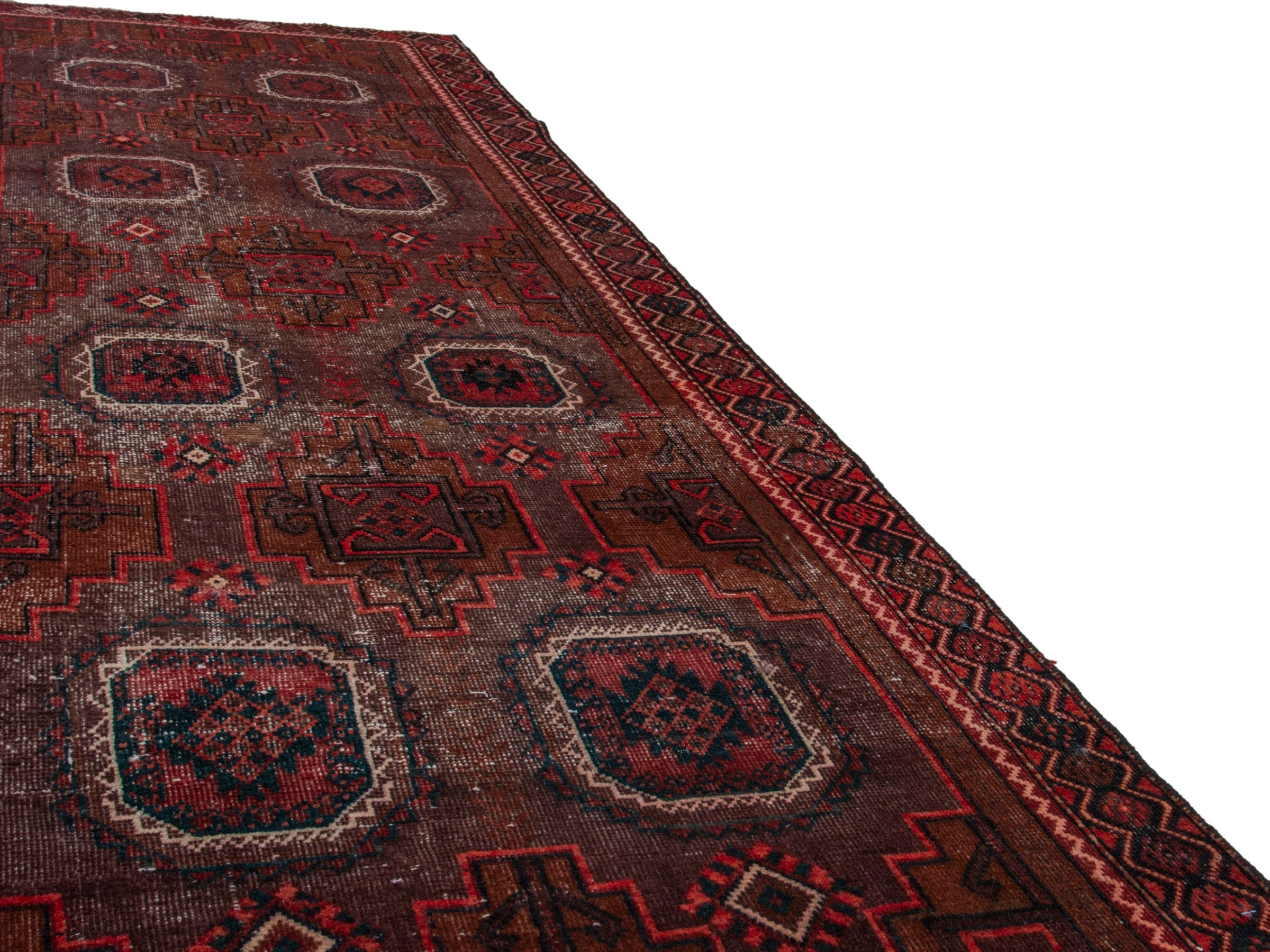 Persian Baluch runner rug in burgundy and deep red, view 10 of 17