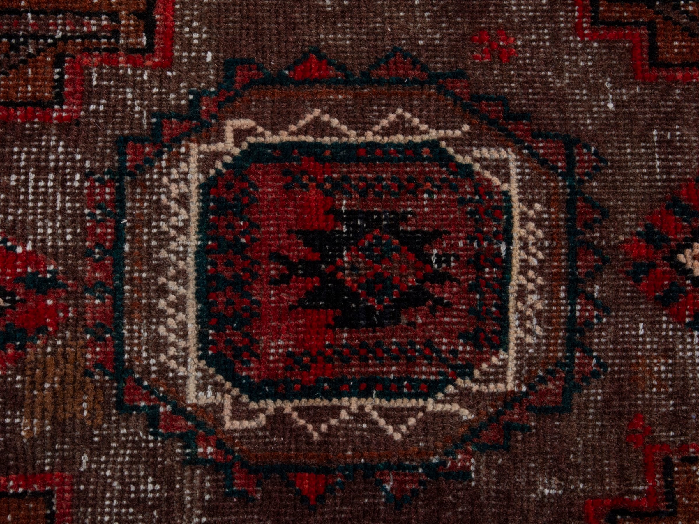Persian Baluch runner rug in burgundy and deep red, view 12 of 17