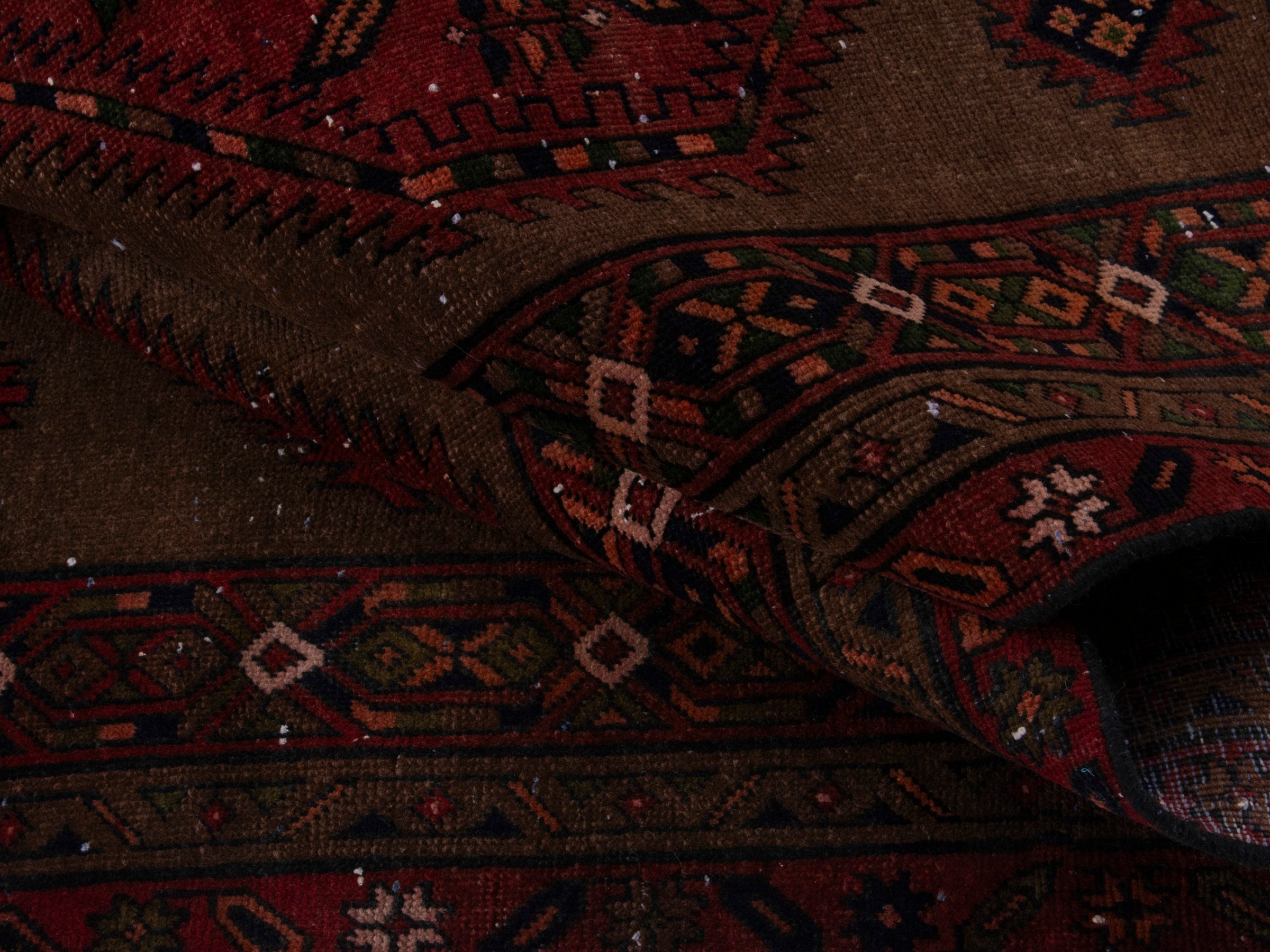 Persian Azerbaijan runner rug in taupe and faded red, view 14 of 17