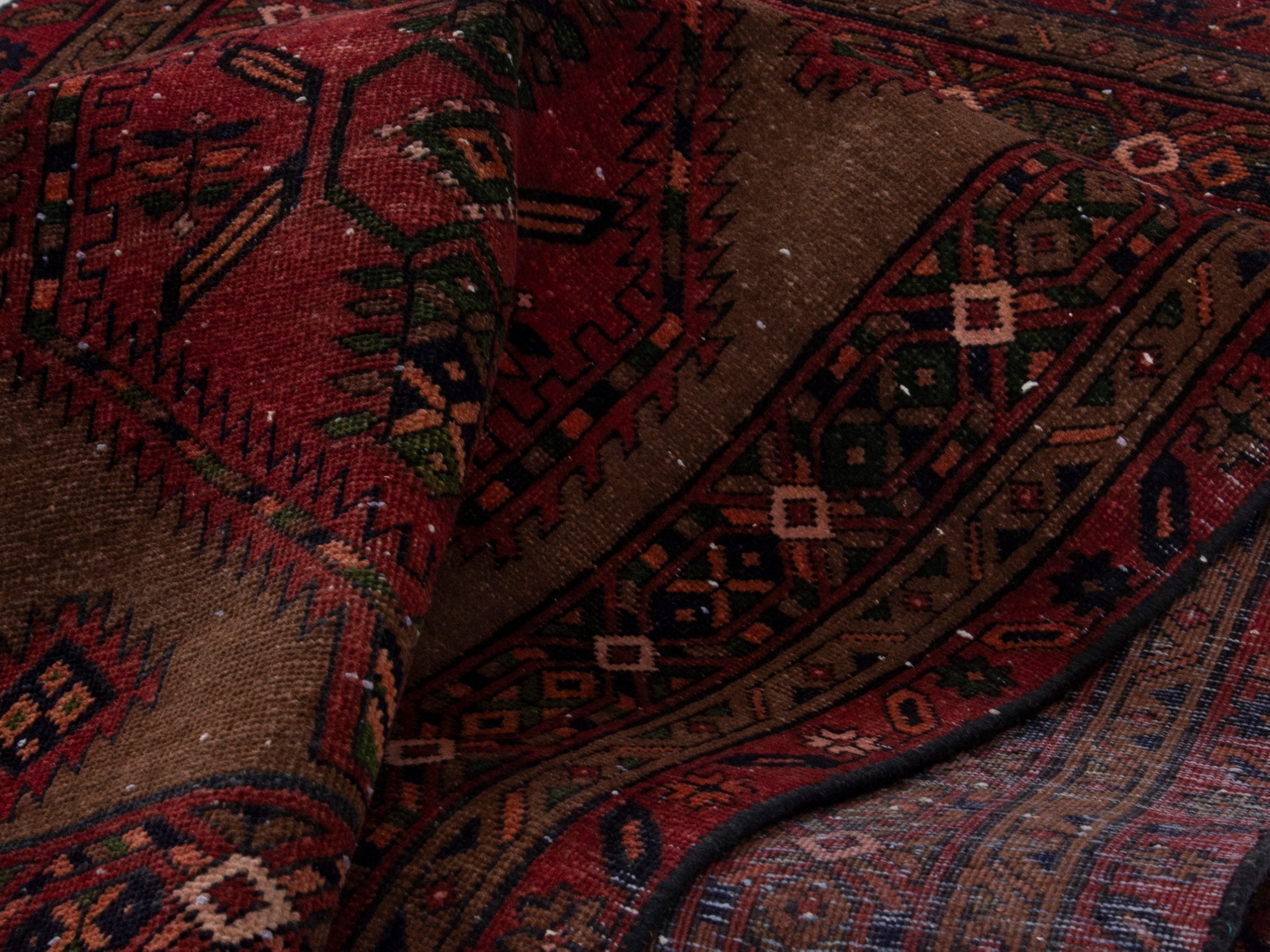 Persian Azerbaijan runner rug in taupe and faded red, view 15 of 17
