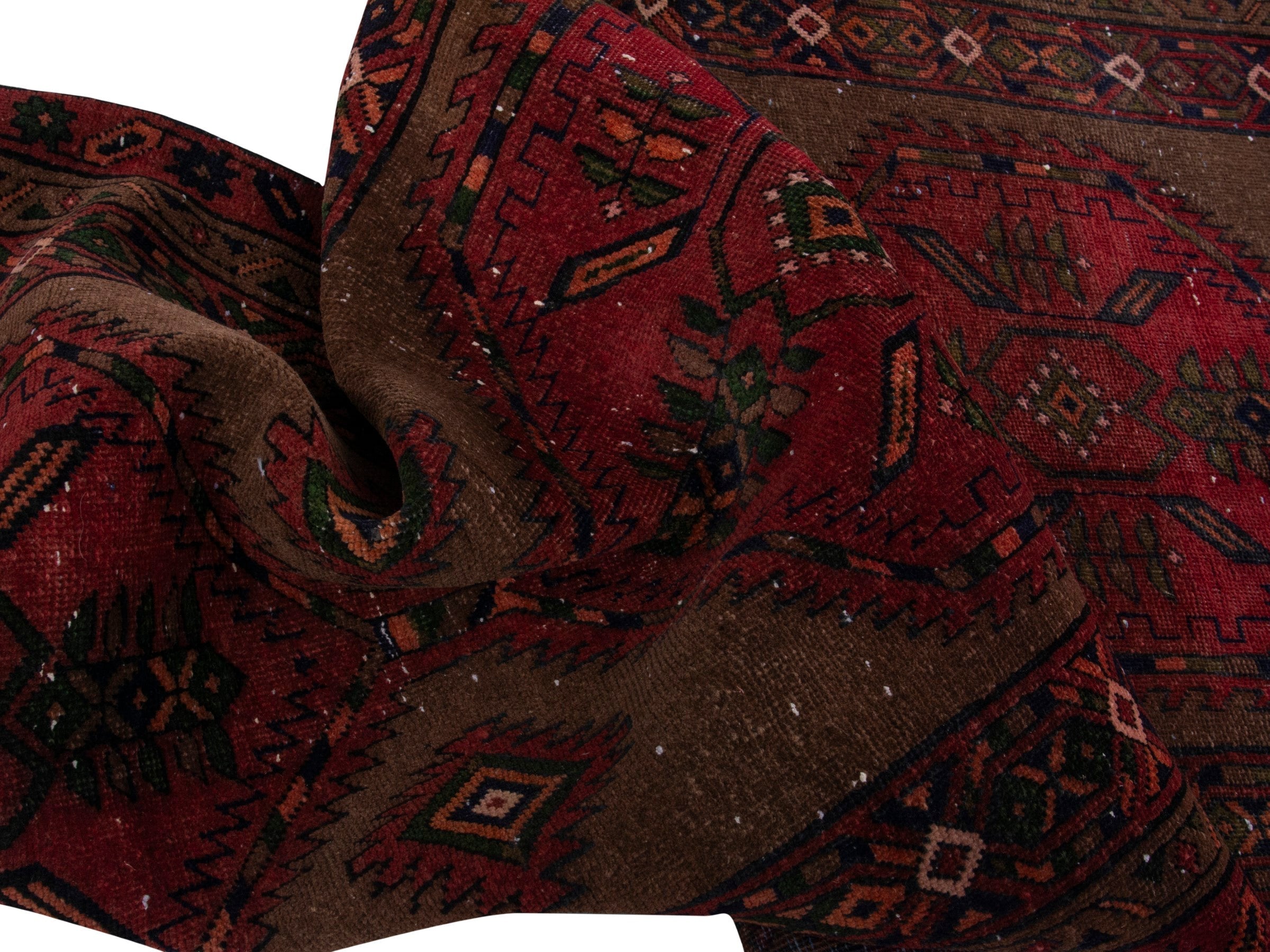 Persian Azerbaijan runner rug in taupe and faded red, view 16 of 17
