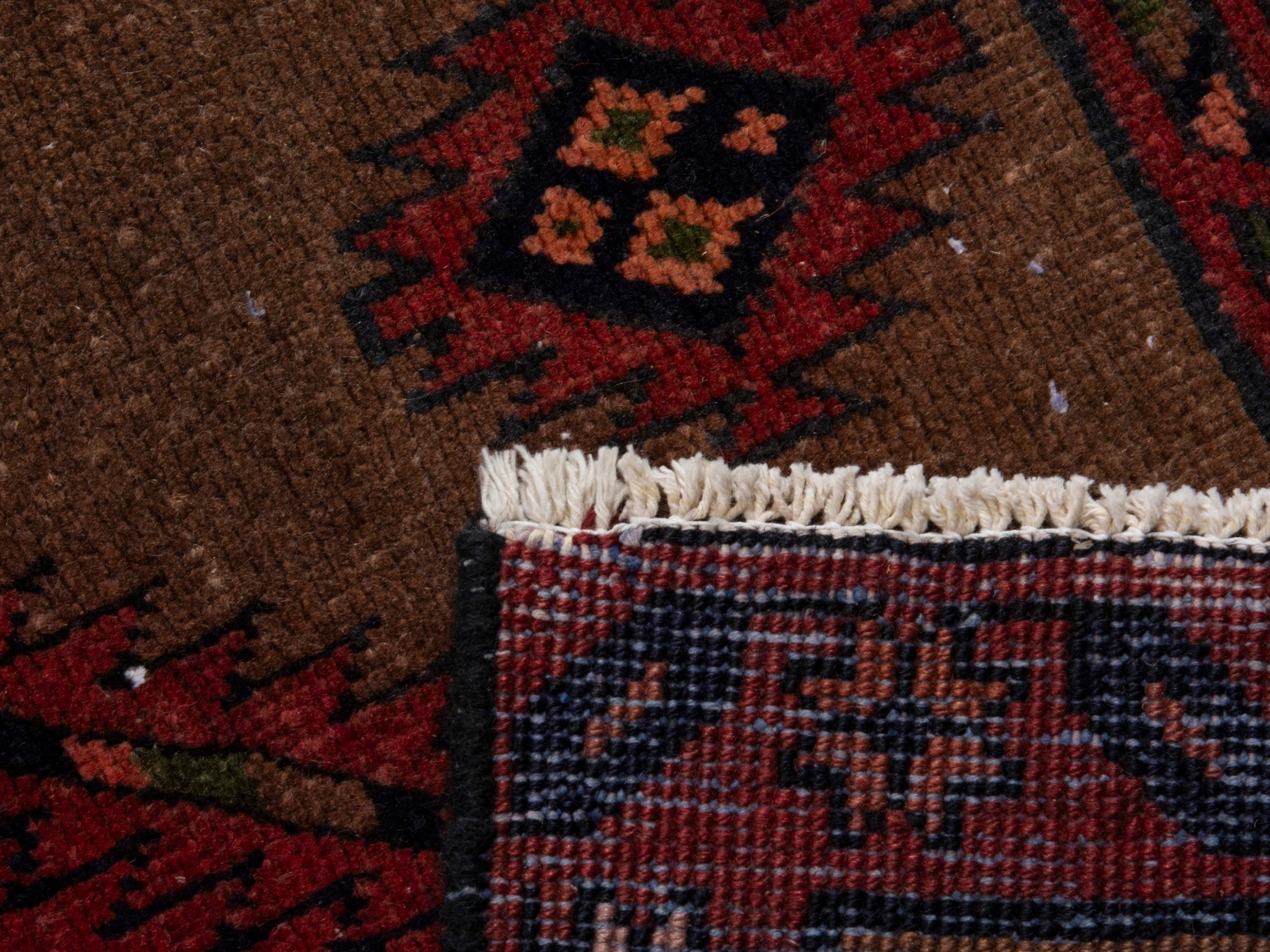 Persian Azerbaijan runner rug in taupe and faded red, view 17 of 17