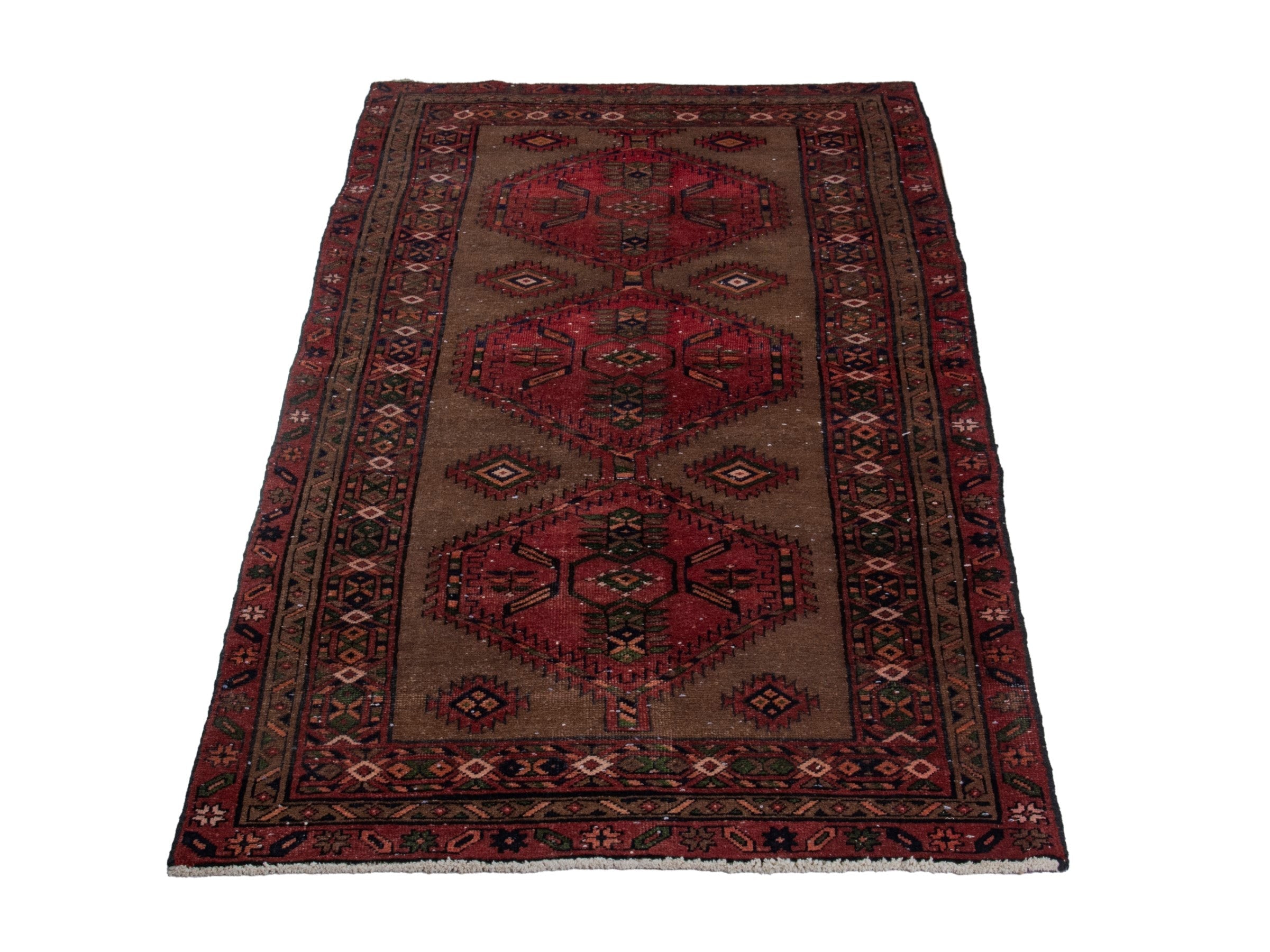 Persian Azerbaijan runner rug in taupe and faded red, view 2 of 17