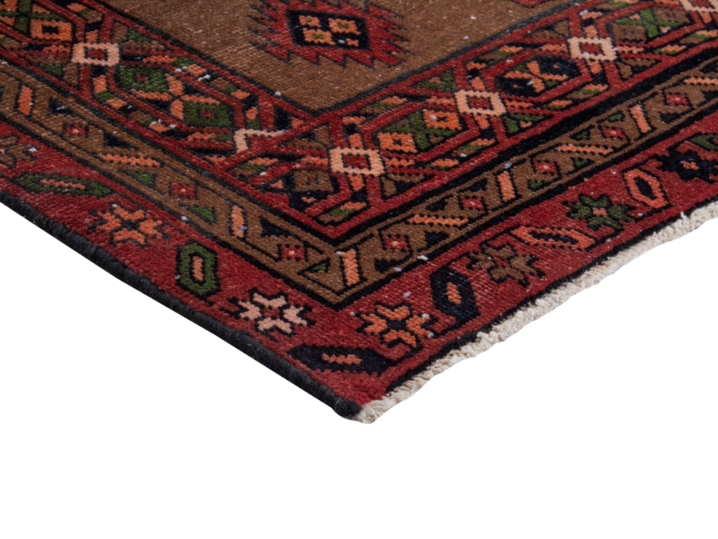 Persian Azerbaijan runner rug in taupe and faded red, view 6 of 17