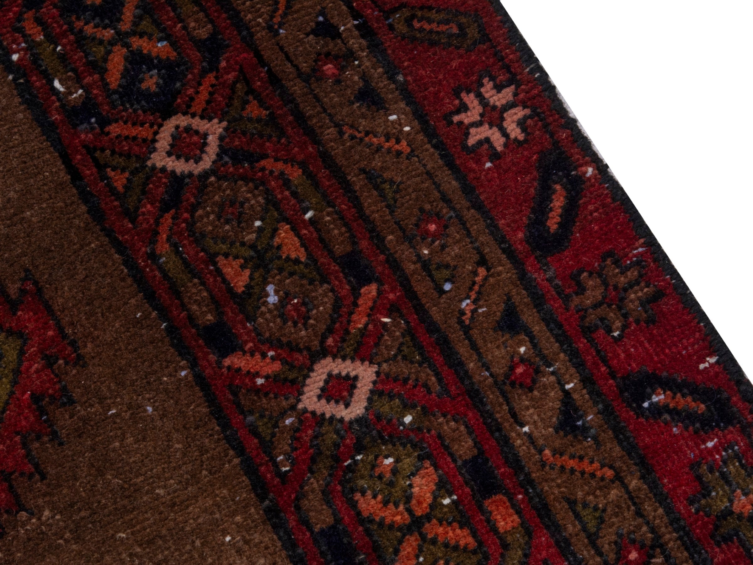 Persian Azerbaijan runner rug in taupe and faded red, view 7 of 17