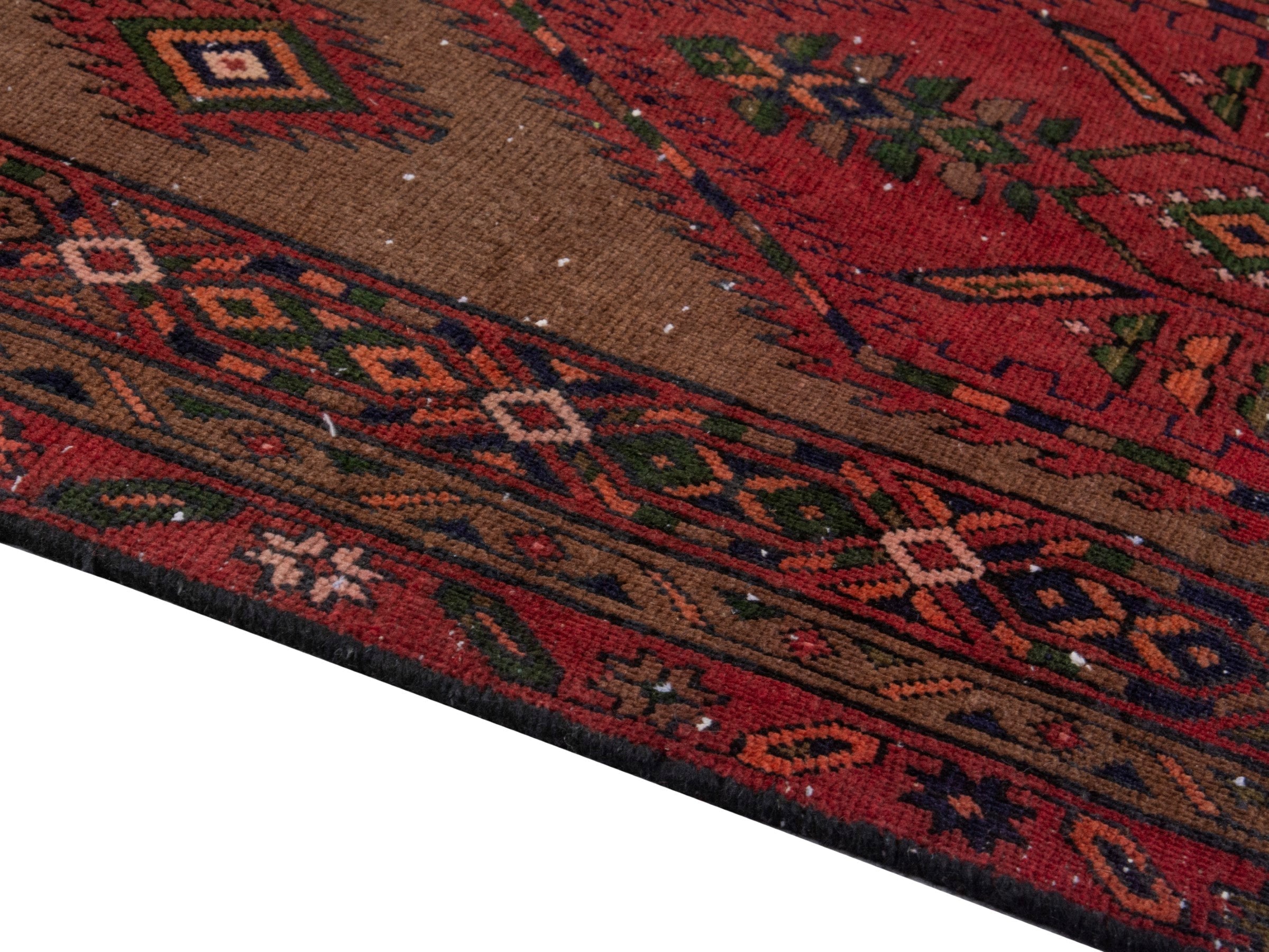 Persian Azerbaijan runner rug in taupe and faded red, view 8 of 17