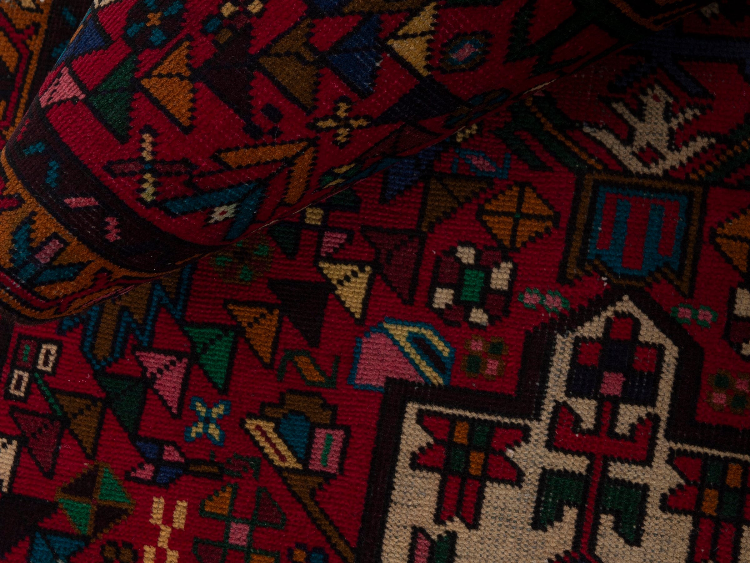 Persian Gharajeh runner rug in burgundy and deep red, view 15 of 18