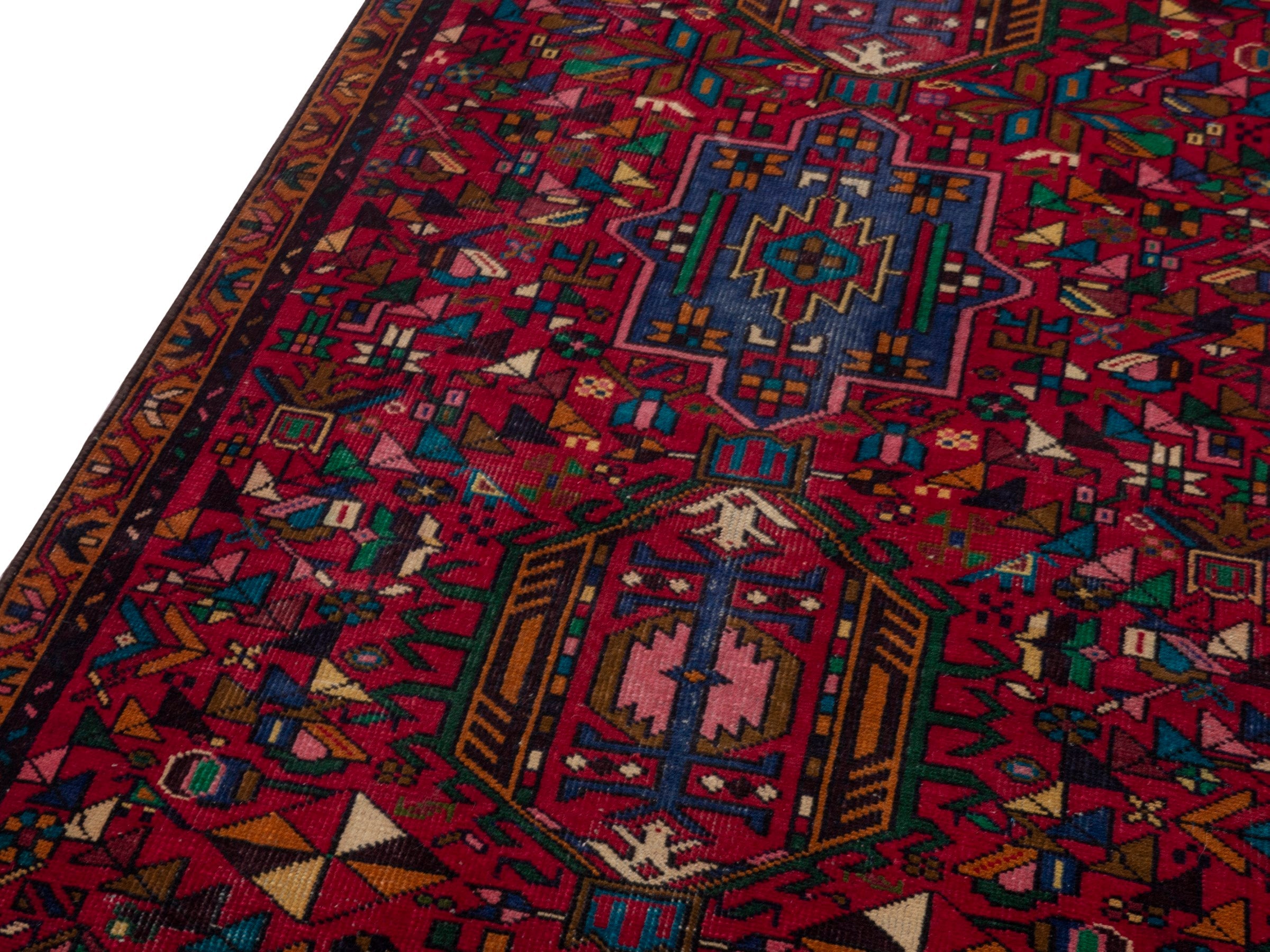 Persian Gharajeh runner rug in burgundy and deep red, view 7 of 18