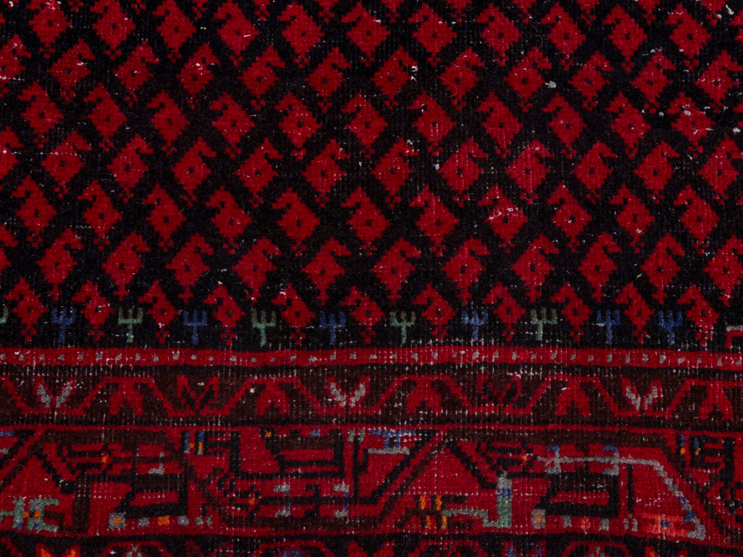Persian Botteh runner rug in deep red and faded red, view 11 of 18