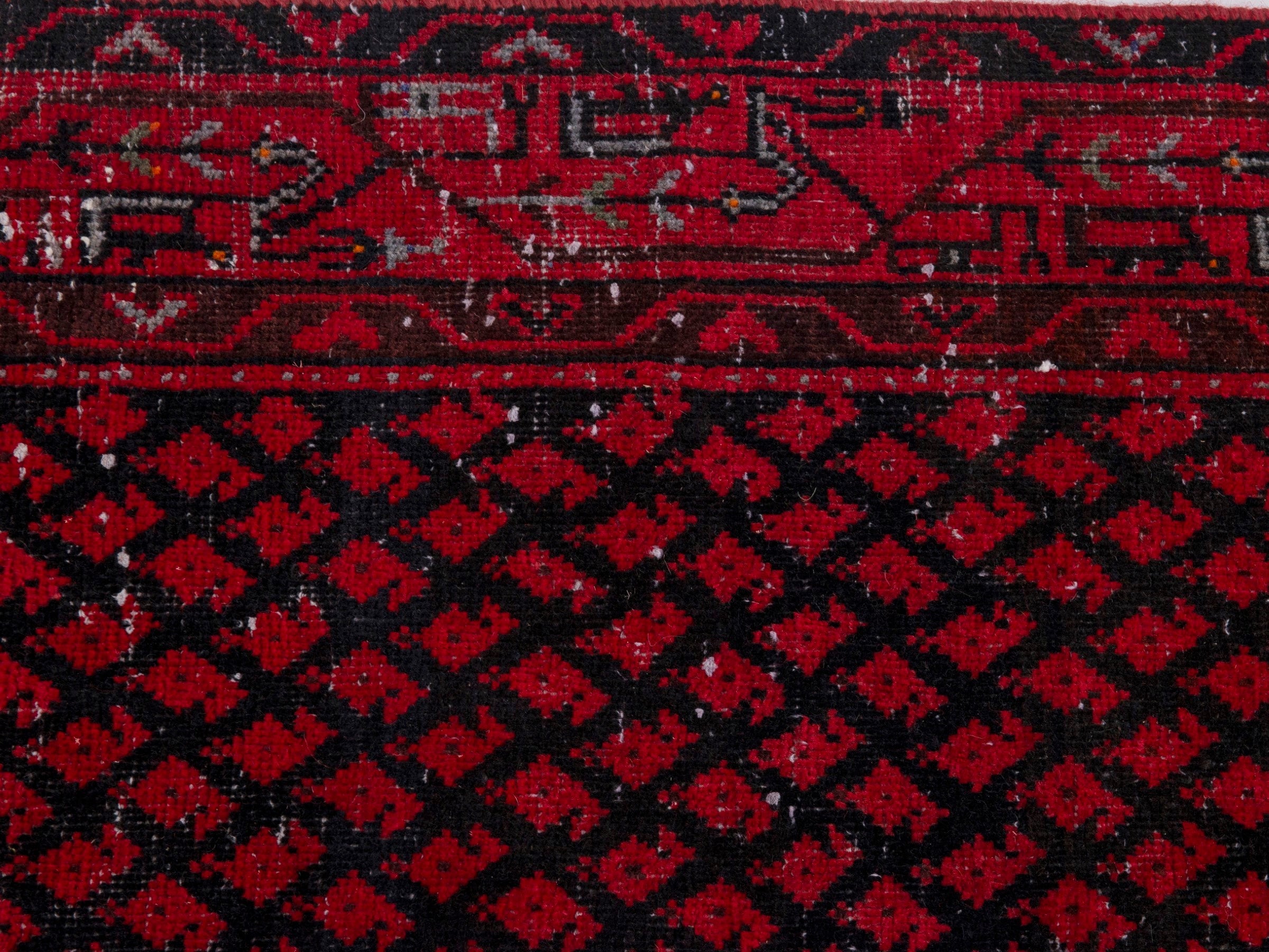 Persian Botteh runner rug in deep red and faded red, view 14 of 18