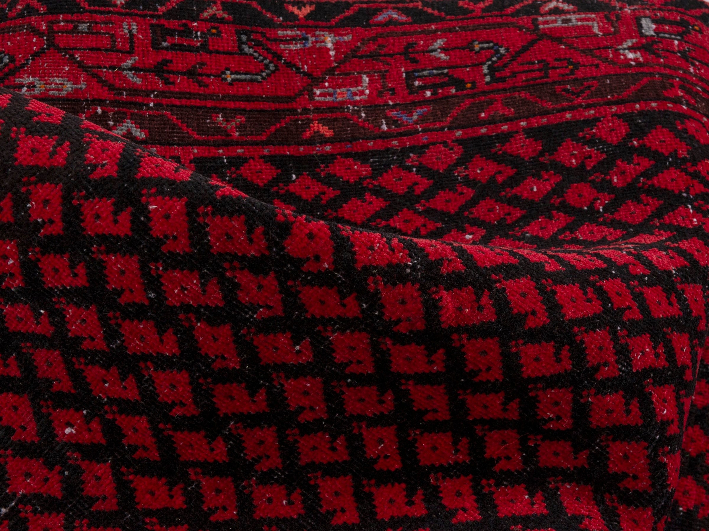Persian Botteh runner rug in deep red and faded red, view 15 of 18