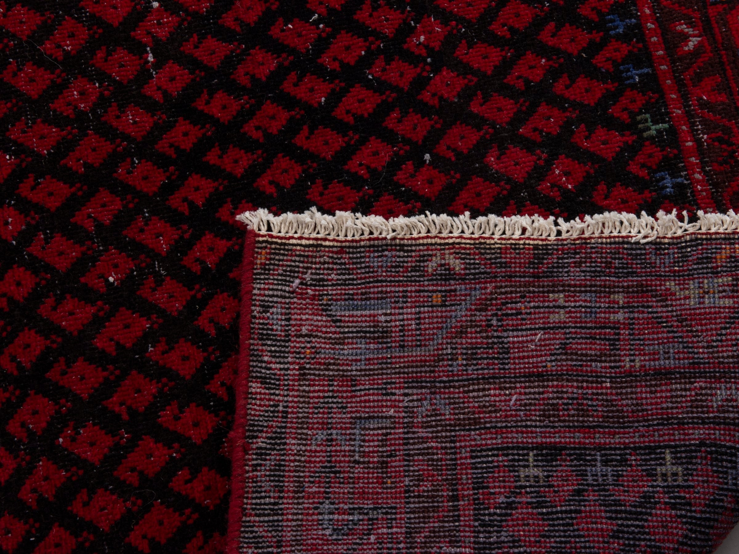 Persian Botteh runner rug in deep red and faded red, view 18 of 18