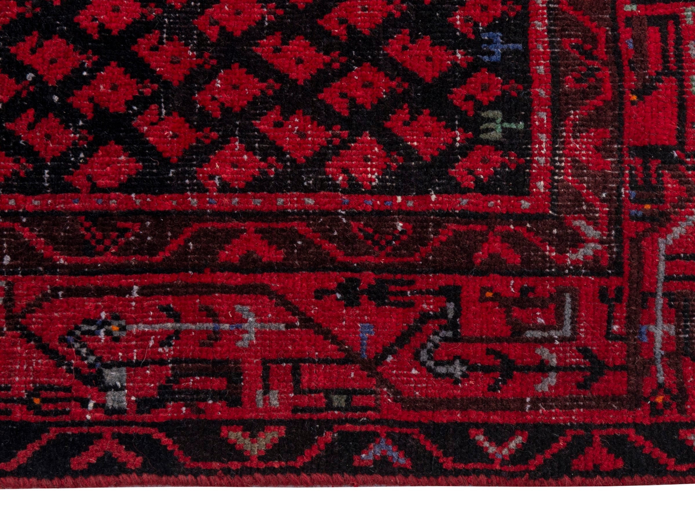 Persian Botteh runner rug in deep red and faded red, view 5 of 18