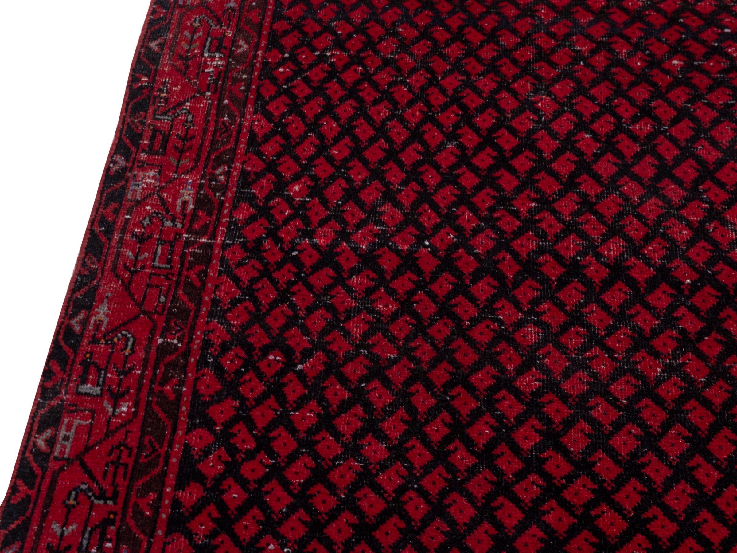 Persian Botteh runner rug in deep red and faded red, view 7 of 18