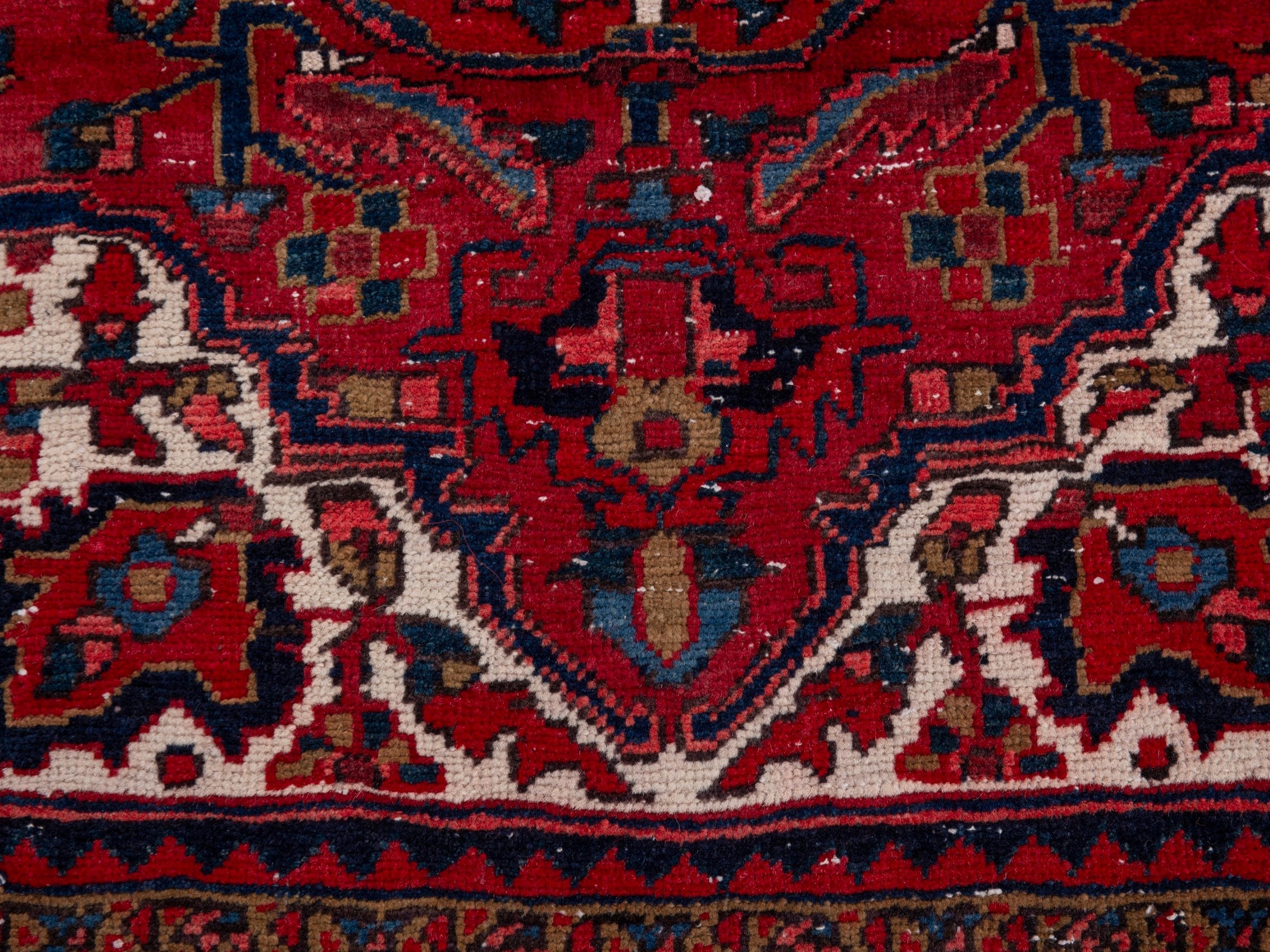 Persian Gorevan runner rug in deep red and navy, view 11 of 19
