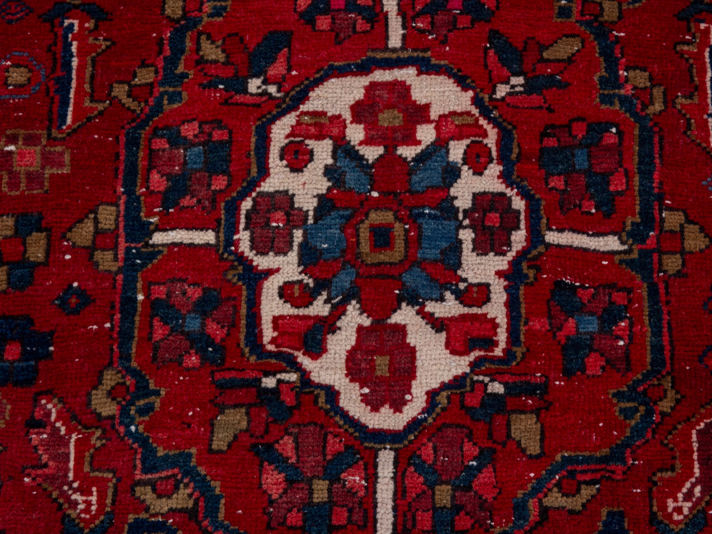 Persian Gorevan runner rug in deep red and navy, view 12 of 19