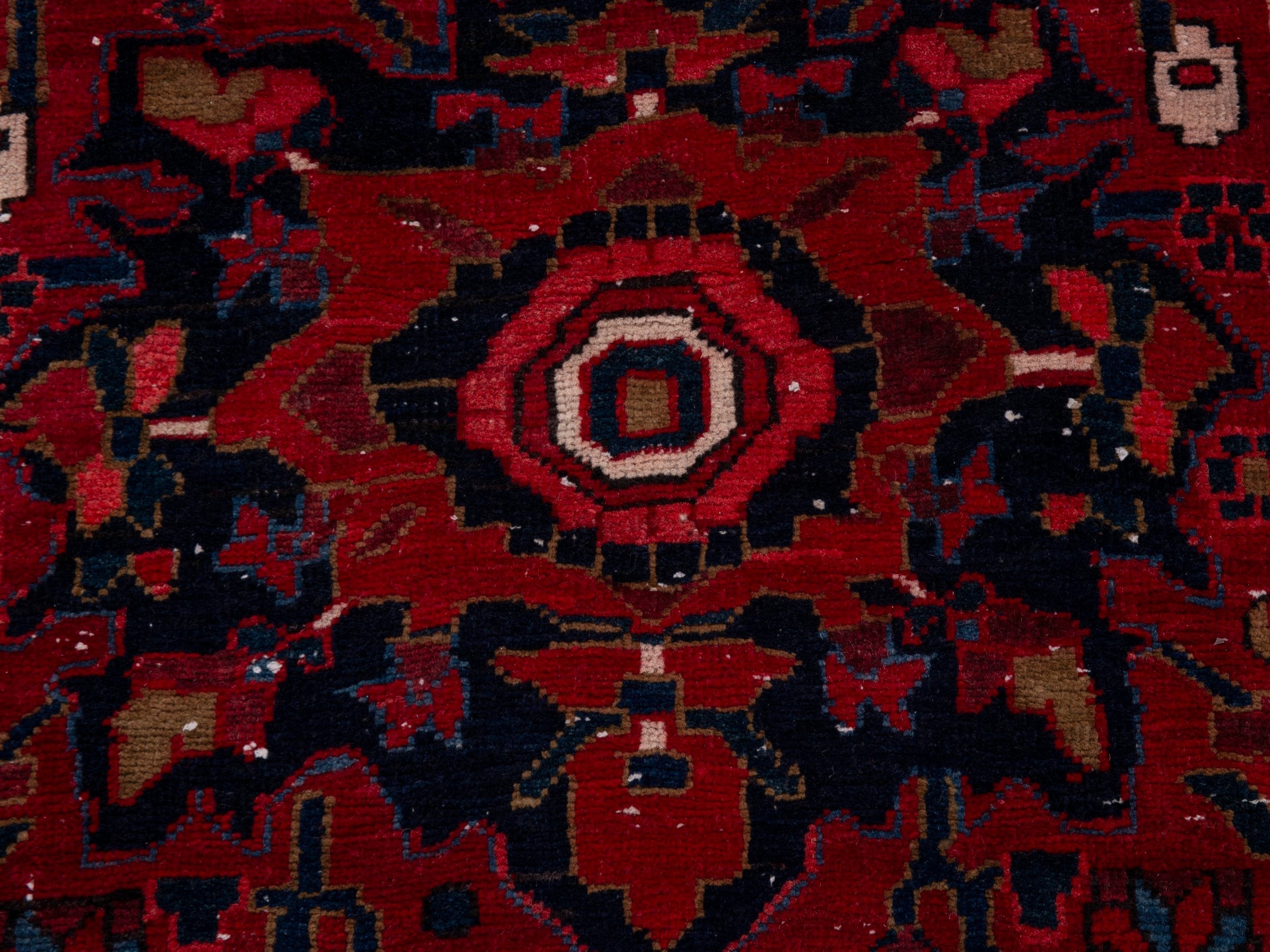 Persian Gorevan runner rug in deep red and navy, view 13 of 19