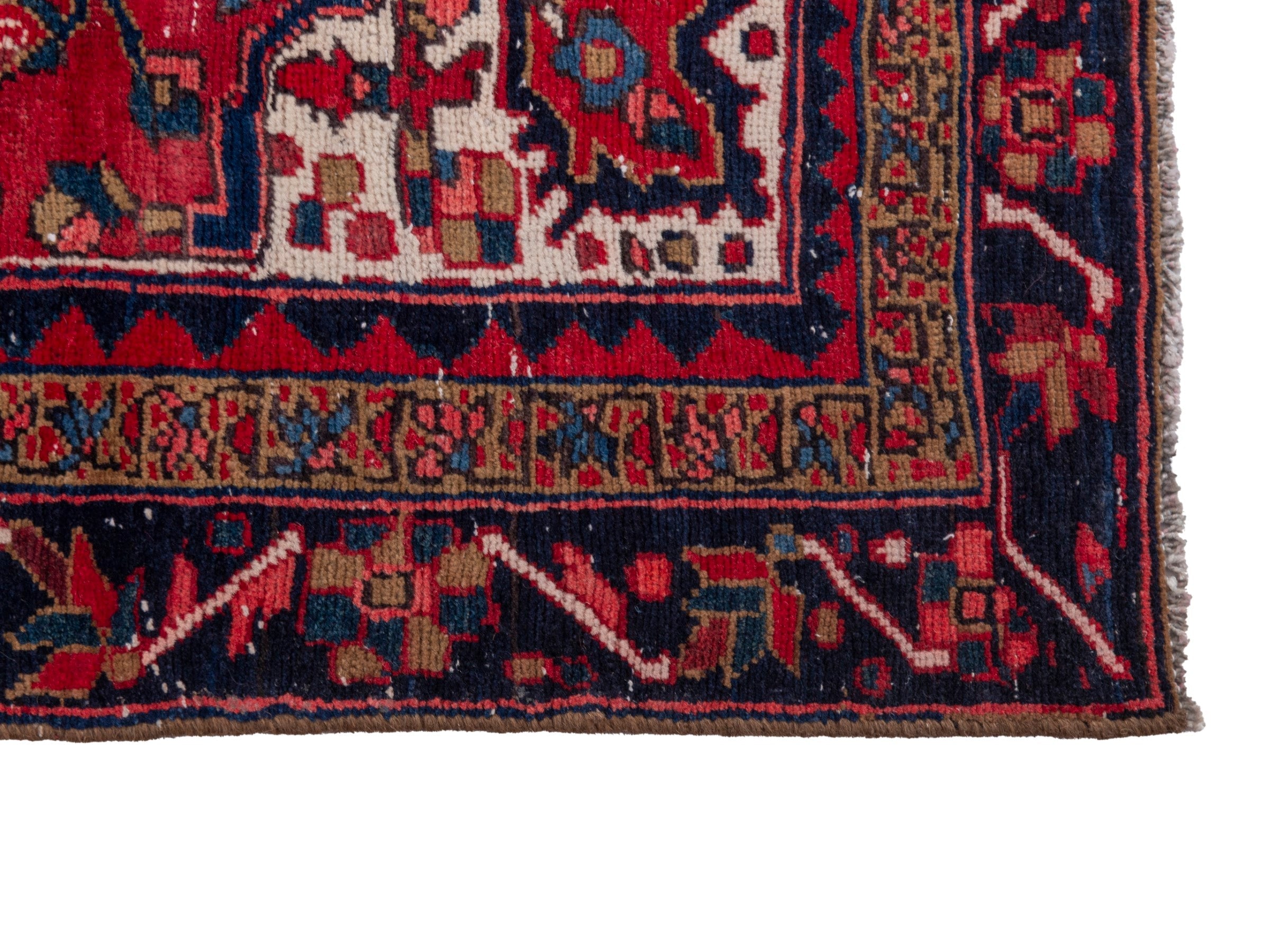Persian Gorevan runner rug in deep red and navy, view 5 of 19