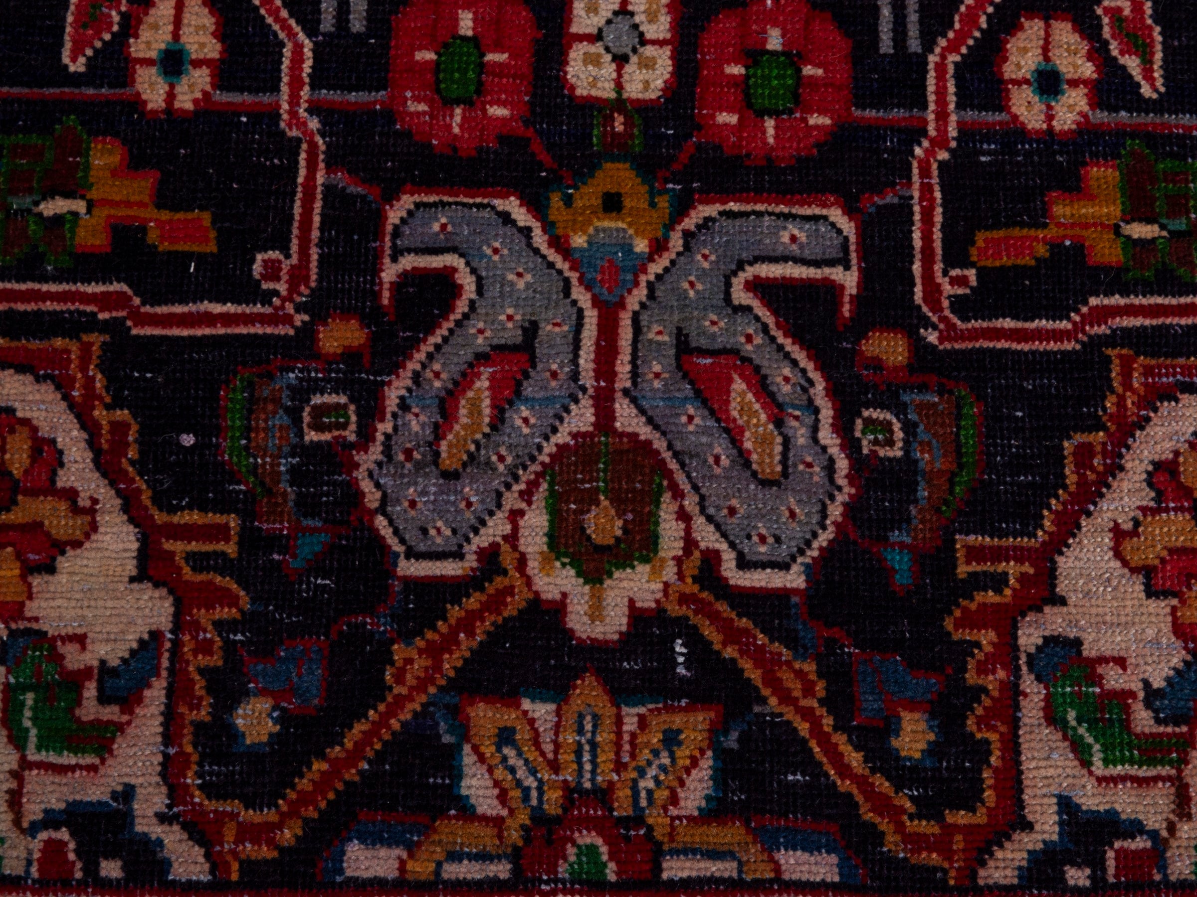 Persian Mahal runner rug in navy and burgundy, view 11 of 19
