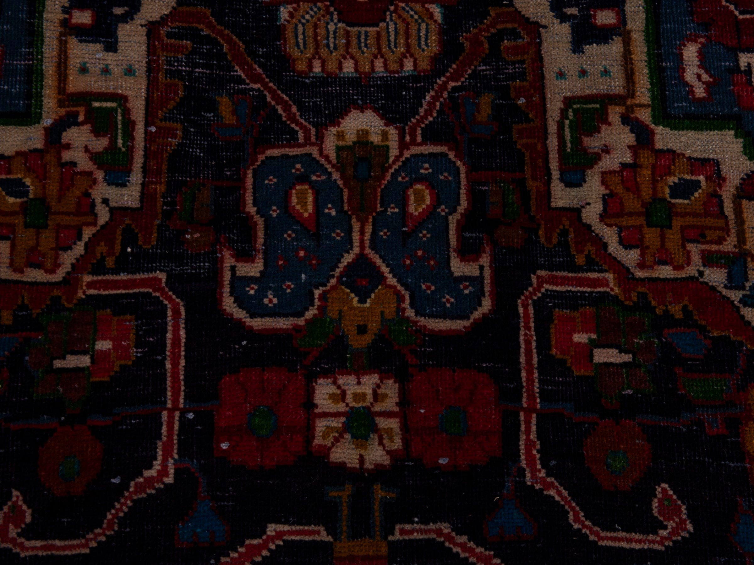 Persian Mahal runner rug in navy and burgundy, view 14 of 19