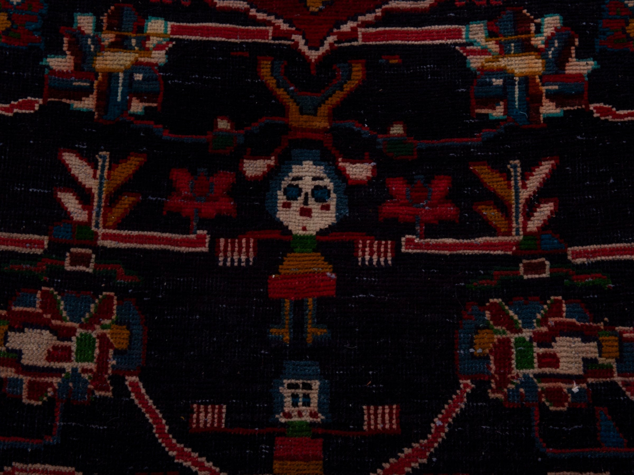 Persian Mahal runner rug in navy and burgundy, view 15 of 19