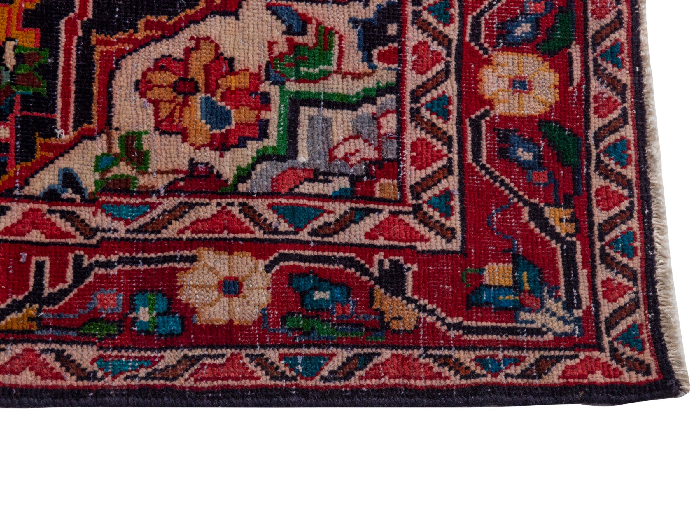 Persian Mahal runner rug in navy and burgundy, view 5 of 19
