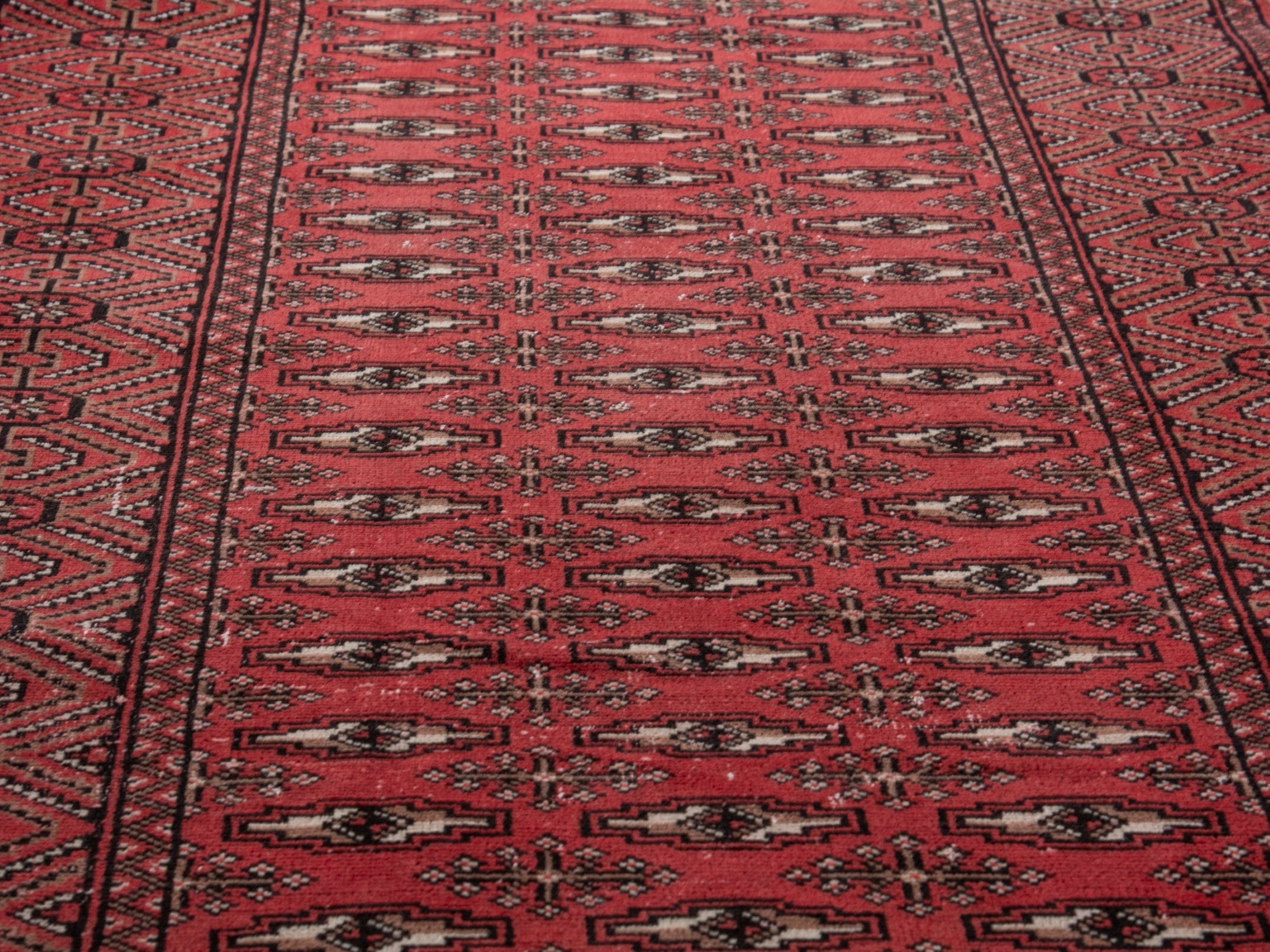 Persian Torkaman runner rug in burgundy and dark brown, view 10 of 19