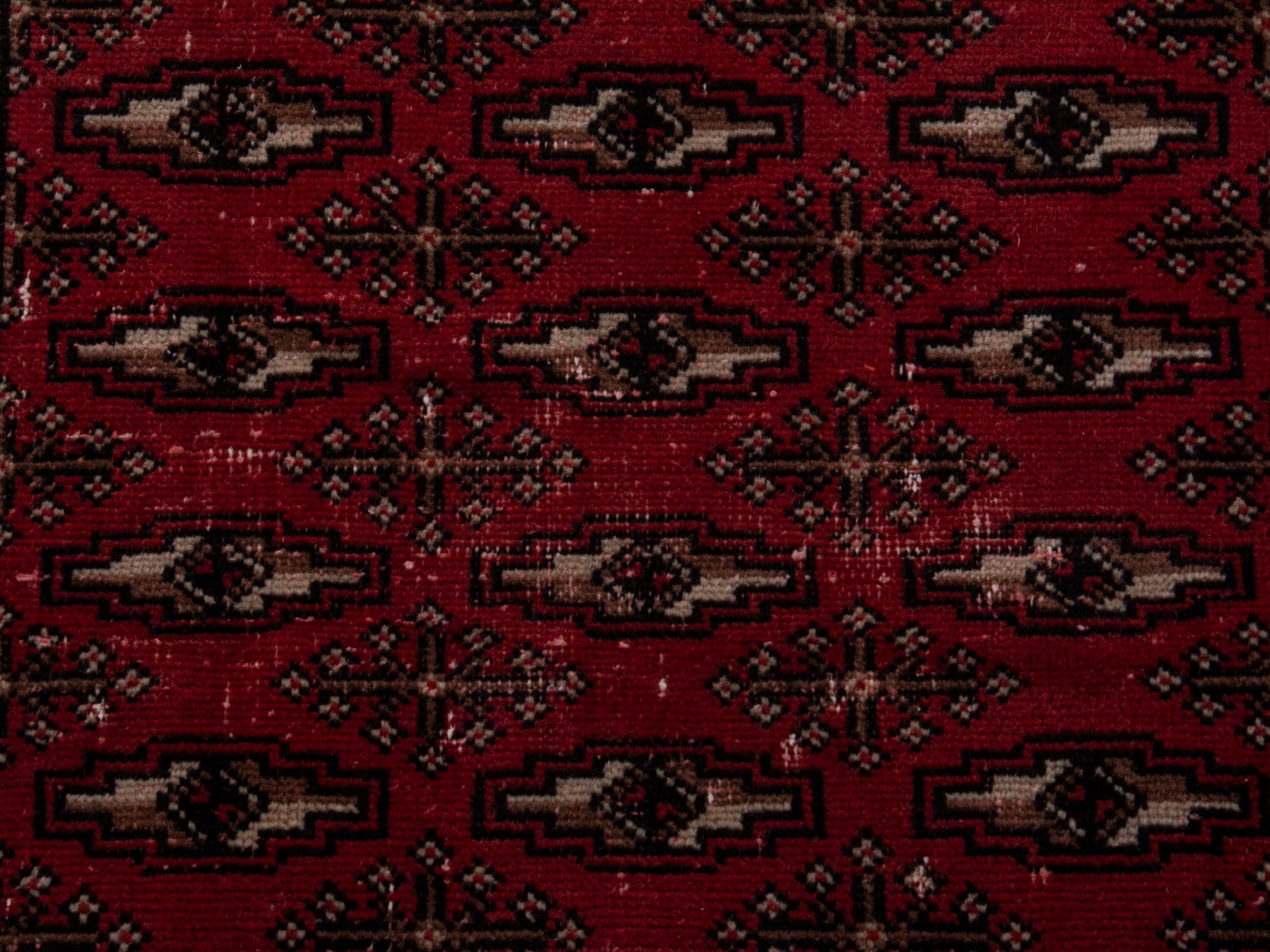 Persian Torkaman runner rug in burgundy and dark brown, view 12 of 19