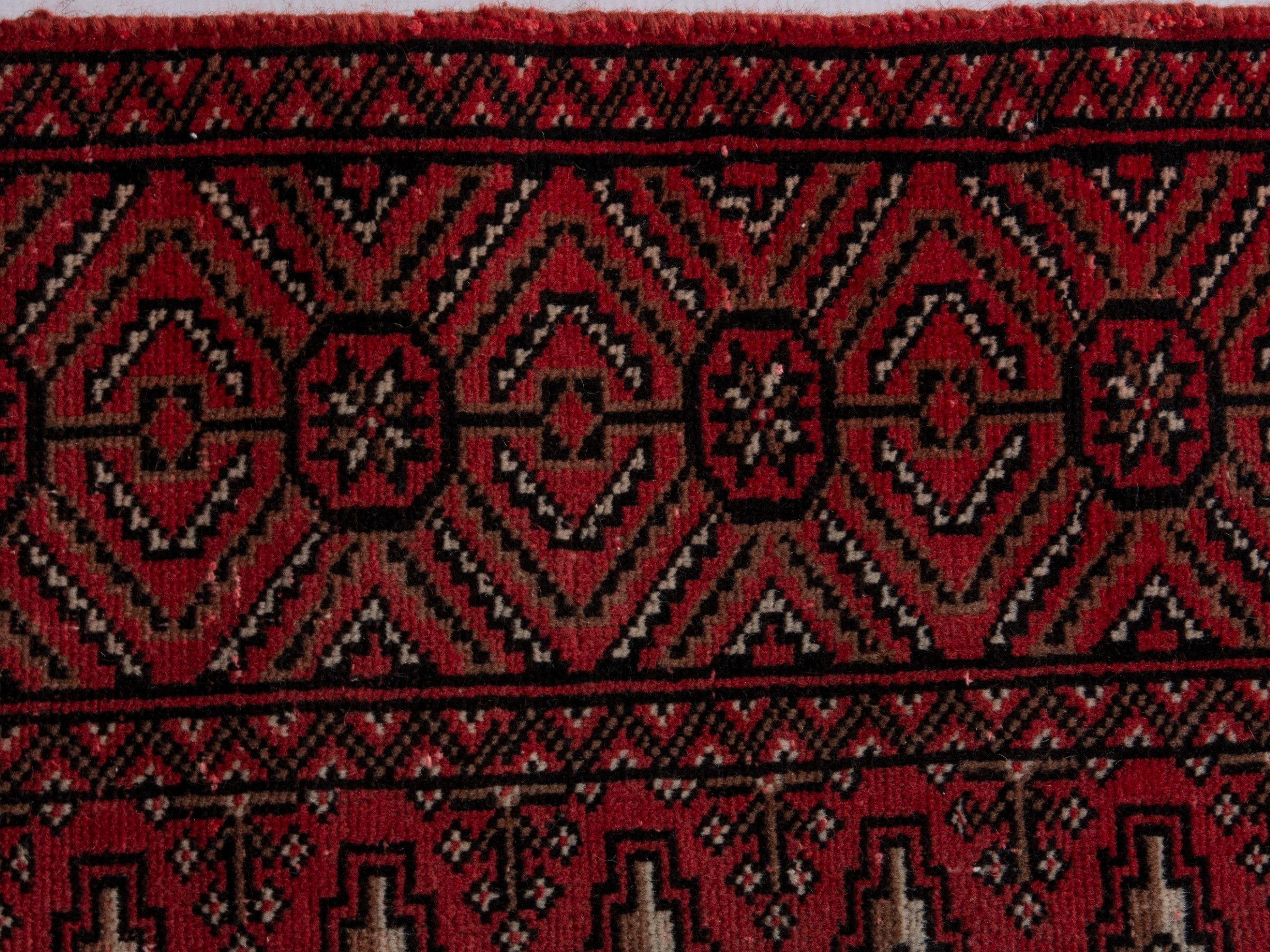 Persian Torkaman runner rug in burgundy and dark brown, view 13 of 19