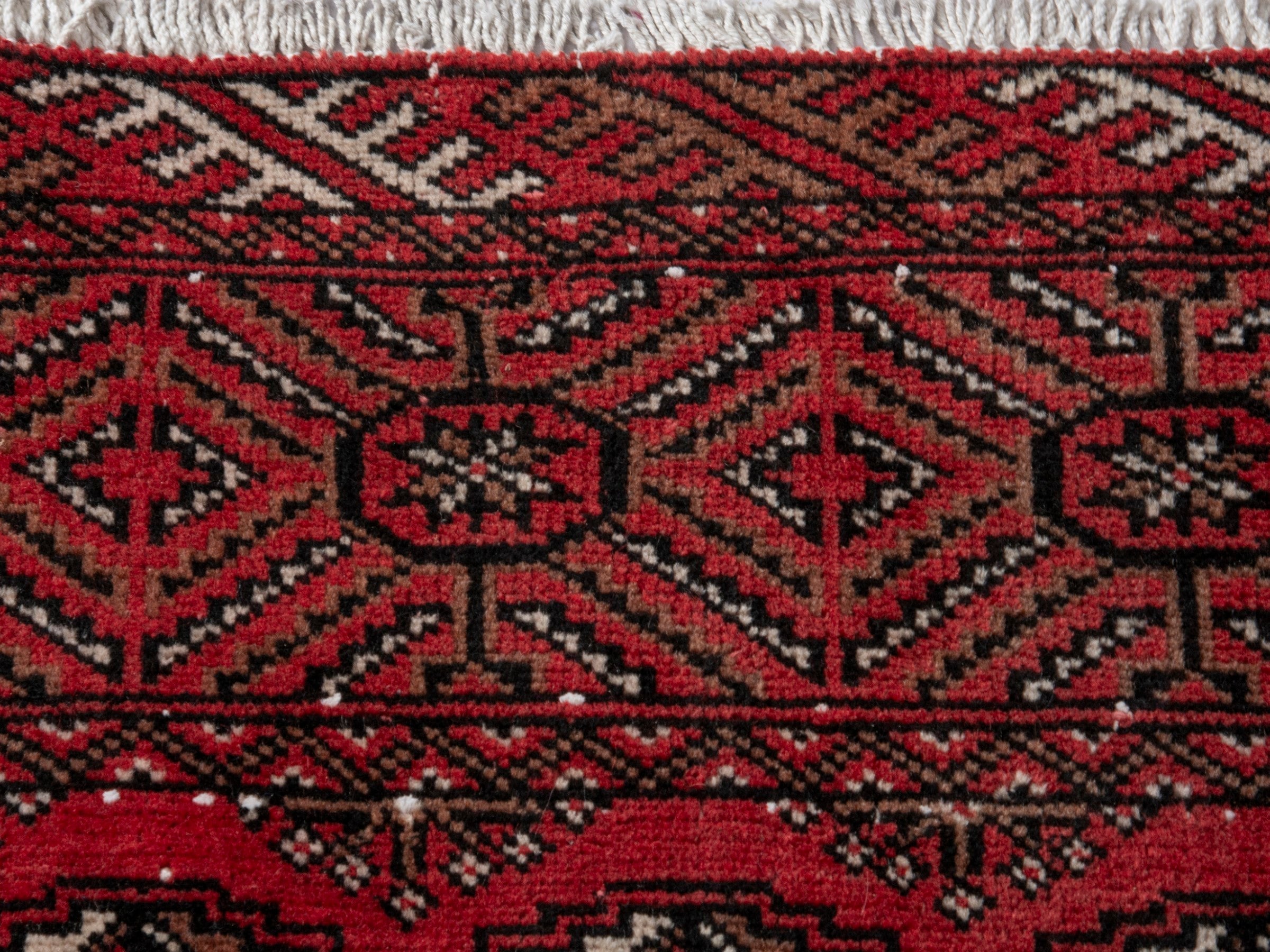 Persian Torkaman runner rug in burgundy and dark brown, view 14 of 19
