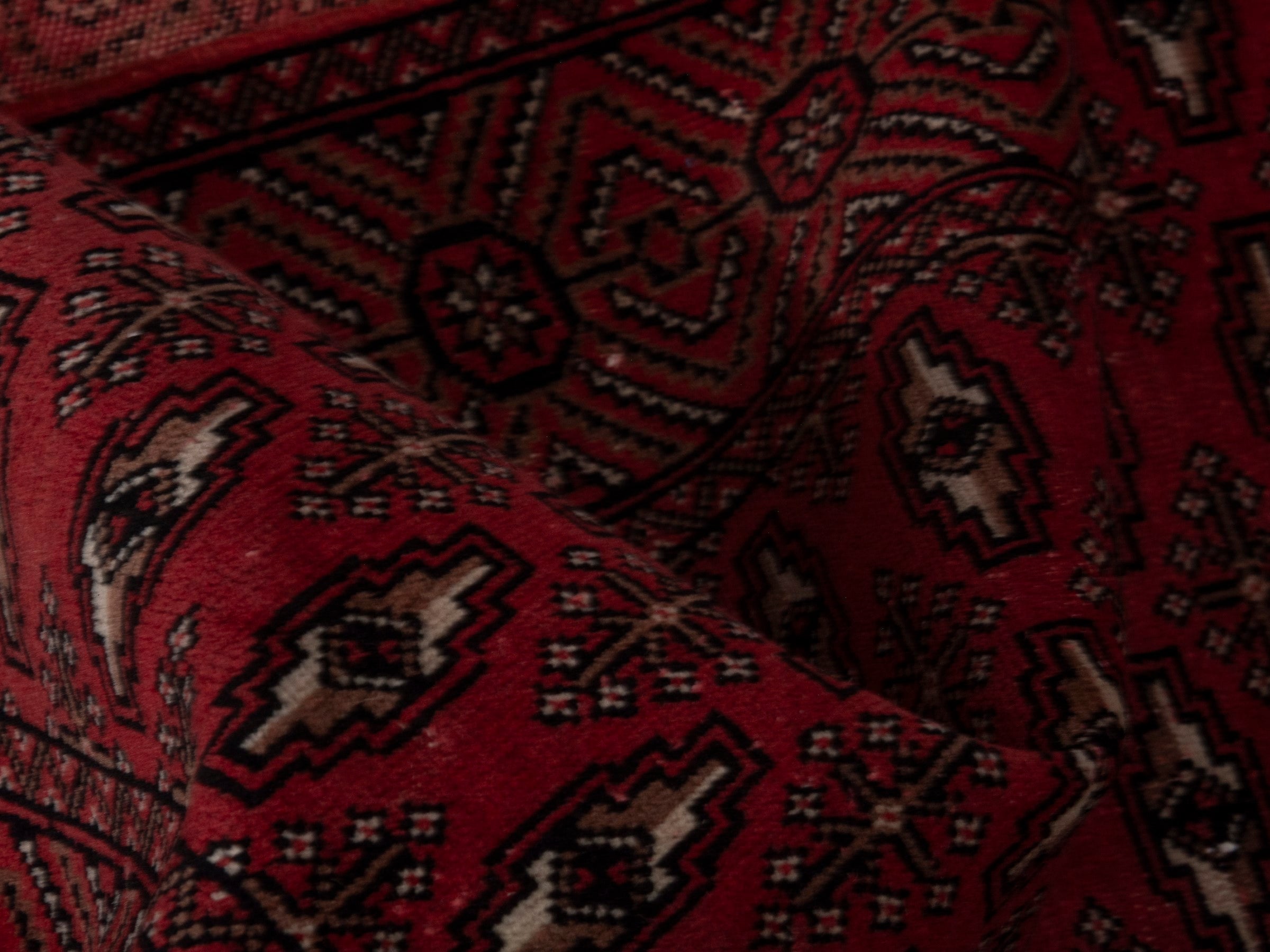 Persian Torkaman runner rug in burgundy and dark brown, view 15 of 19