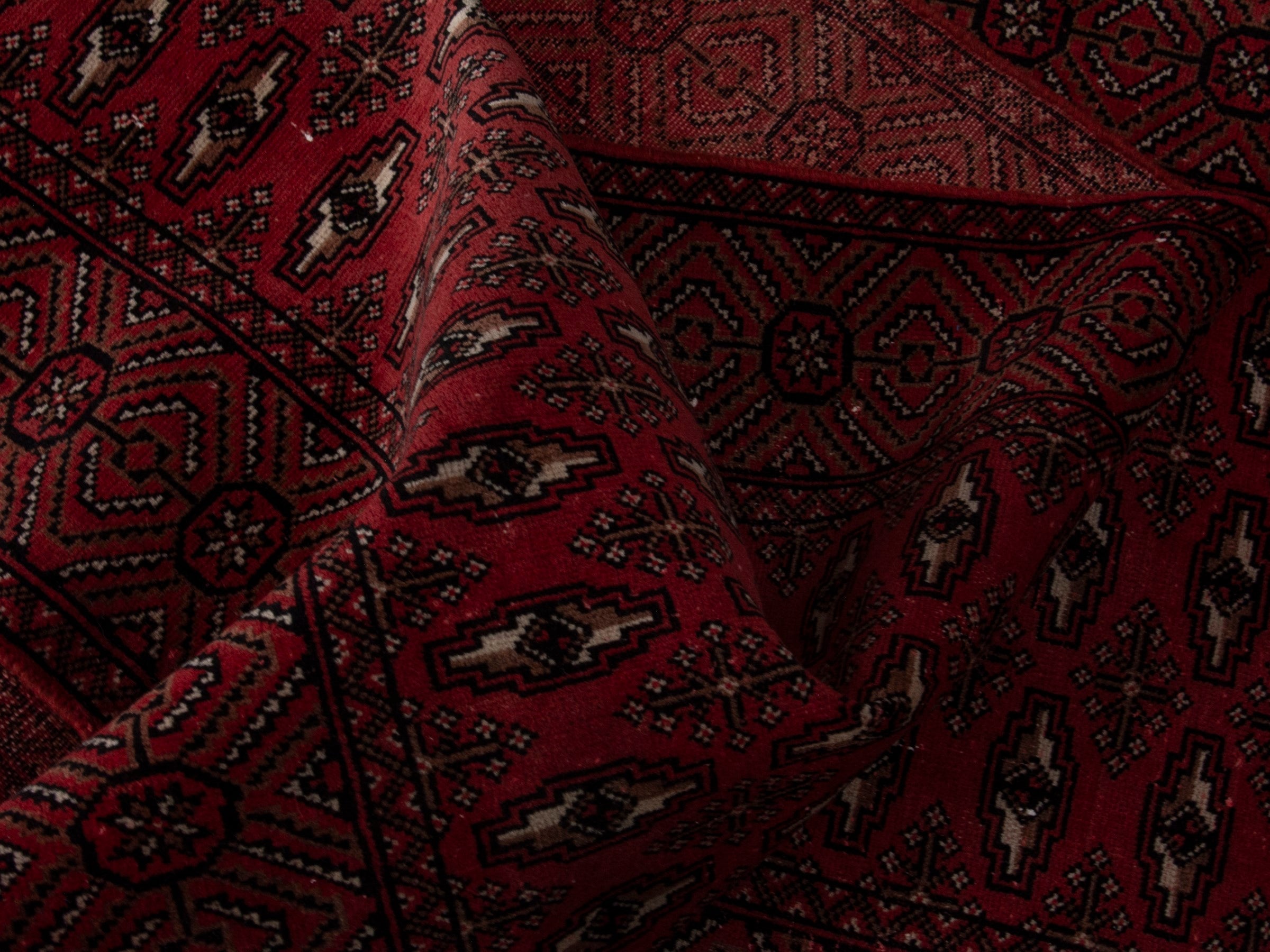 Persian Torkaman runner rug in burgundy and dark brown, view 16 of 19