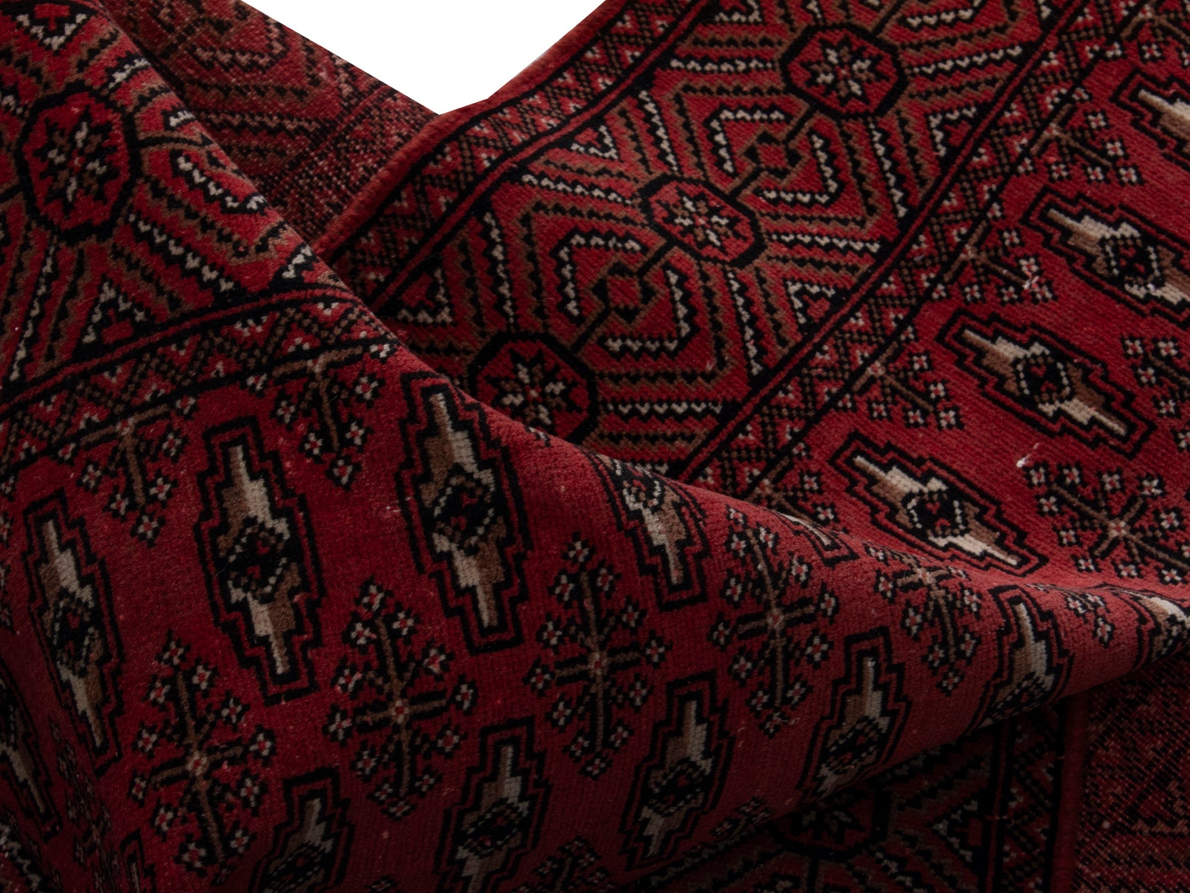 Persian Torkaman runner rug in burgundy and dark brown, view 17 of 19